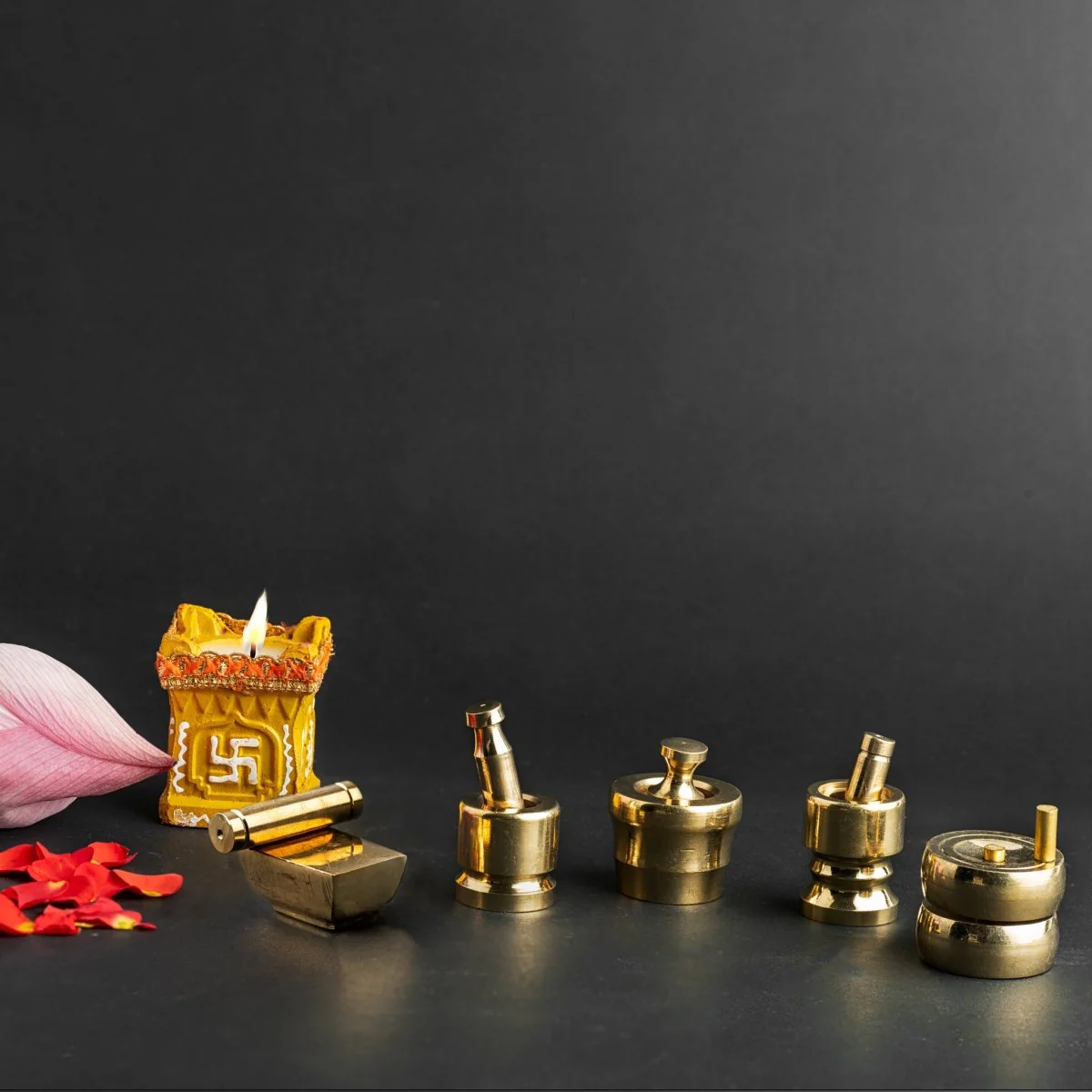 Pure Brass Traditional Vastu Pooja and Grahapravesam Set of 5