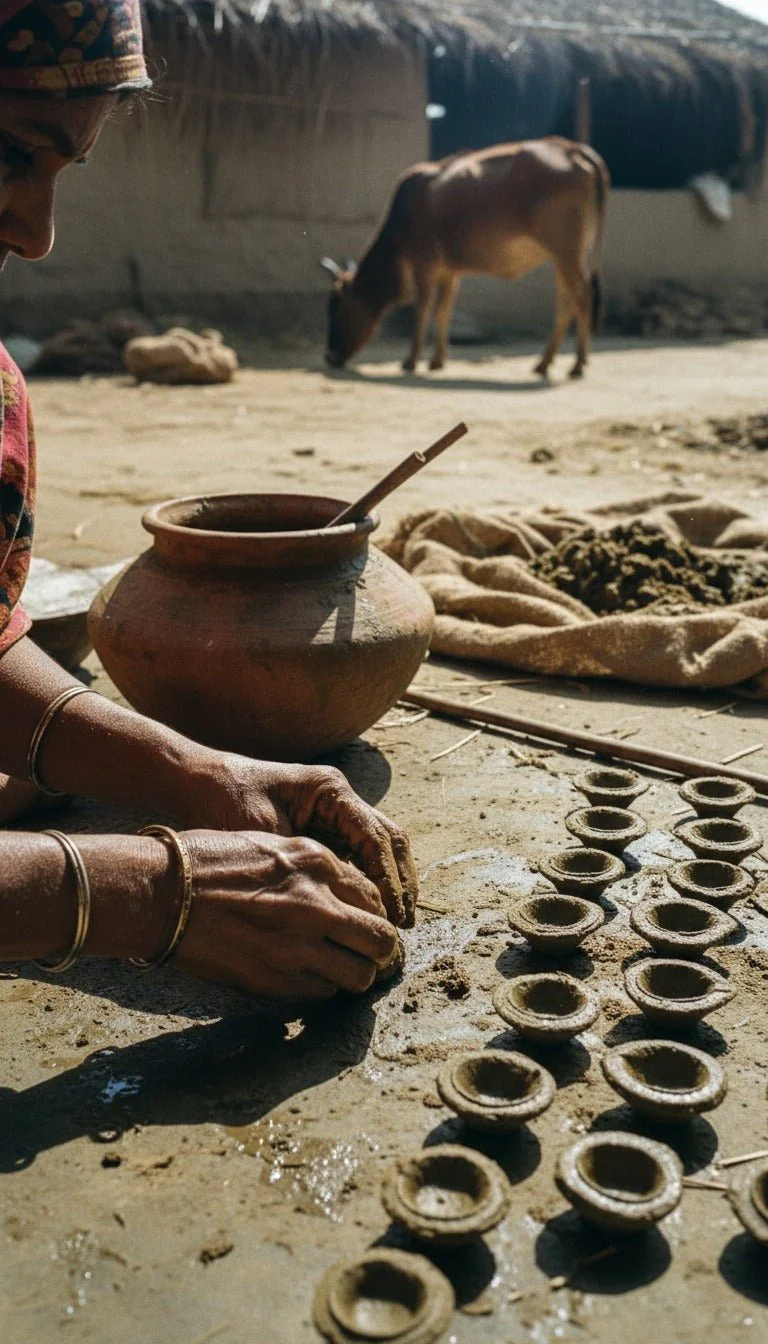 Pure Cow Dung Diyas from Villages of Chhattisgarh – (Set of 10) - Image 4