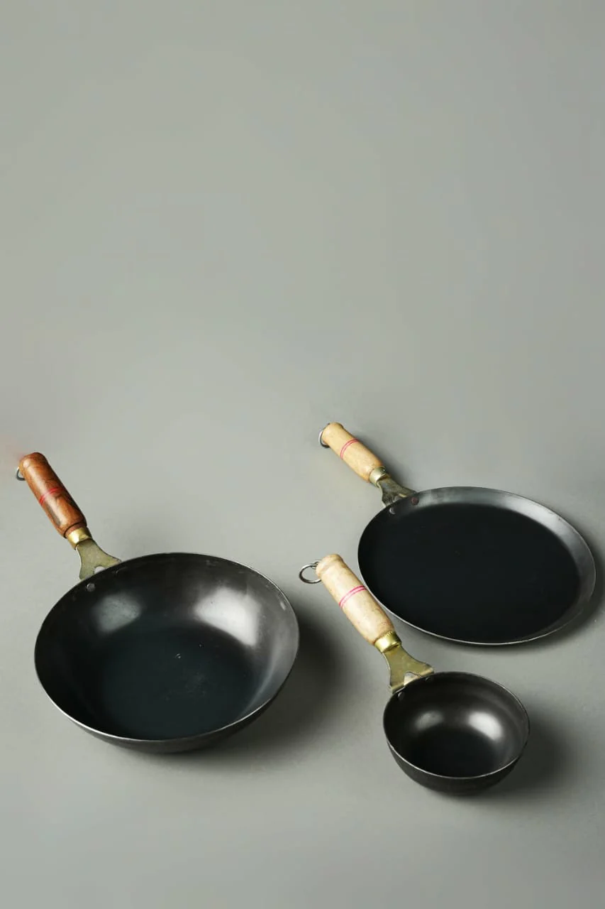 Pure Iron Handmade Family Combo (Tadka Pan+ Tawa+ Round Wok)