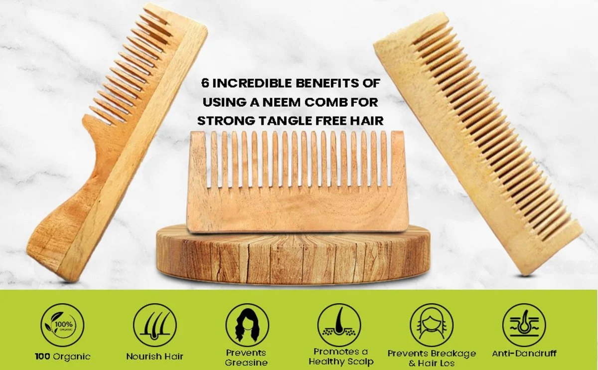 Pure Kacchi Neem Wood Comb Pack Combo -01 (Pack of 2) - Image 10