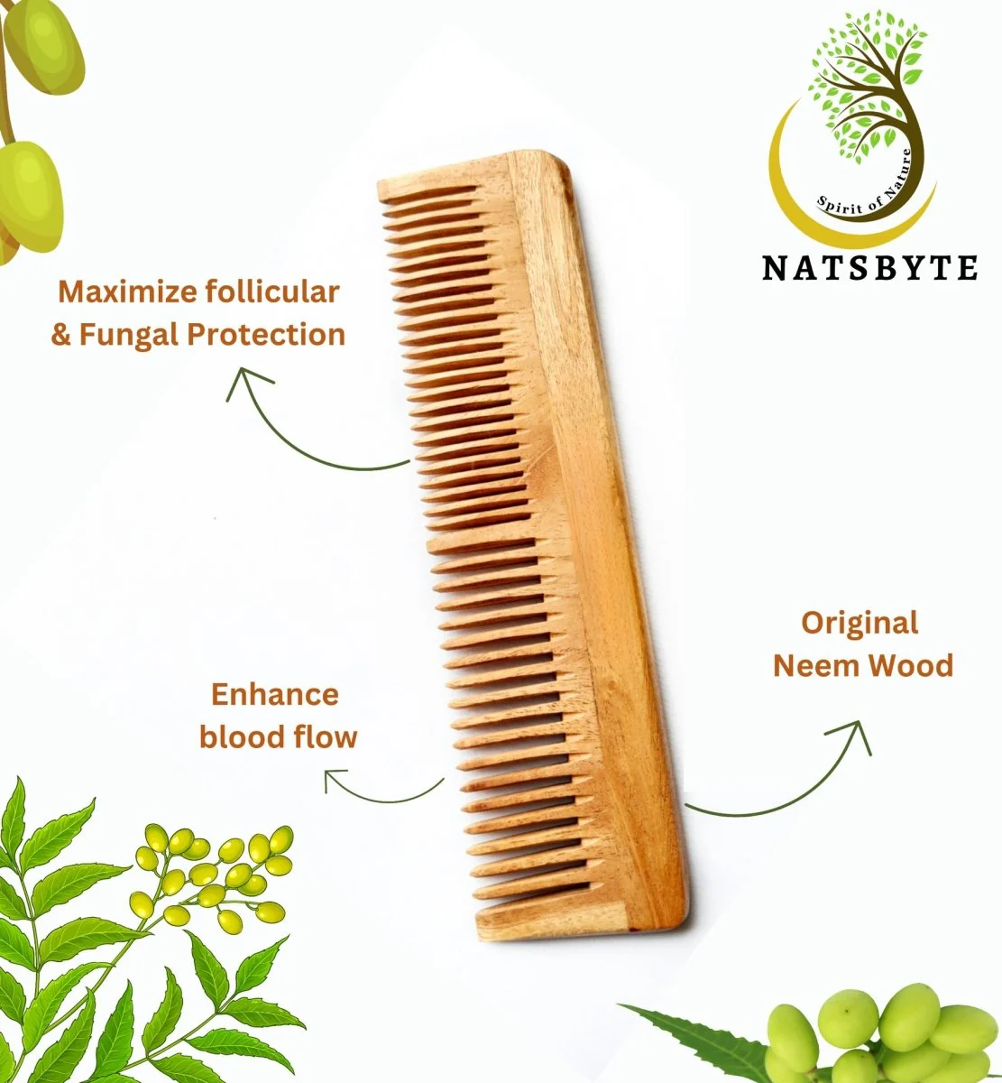 Pure Kacchi Neem Wood Comb Pack Combo -01 (Pack of 2) - Image 3