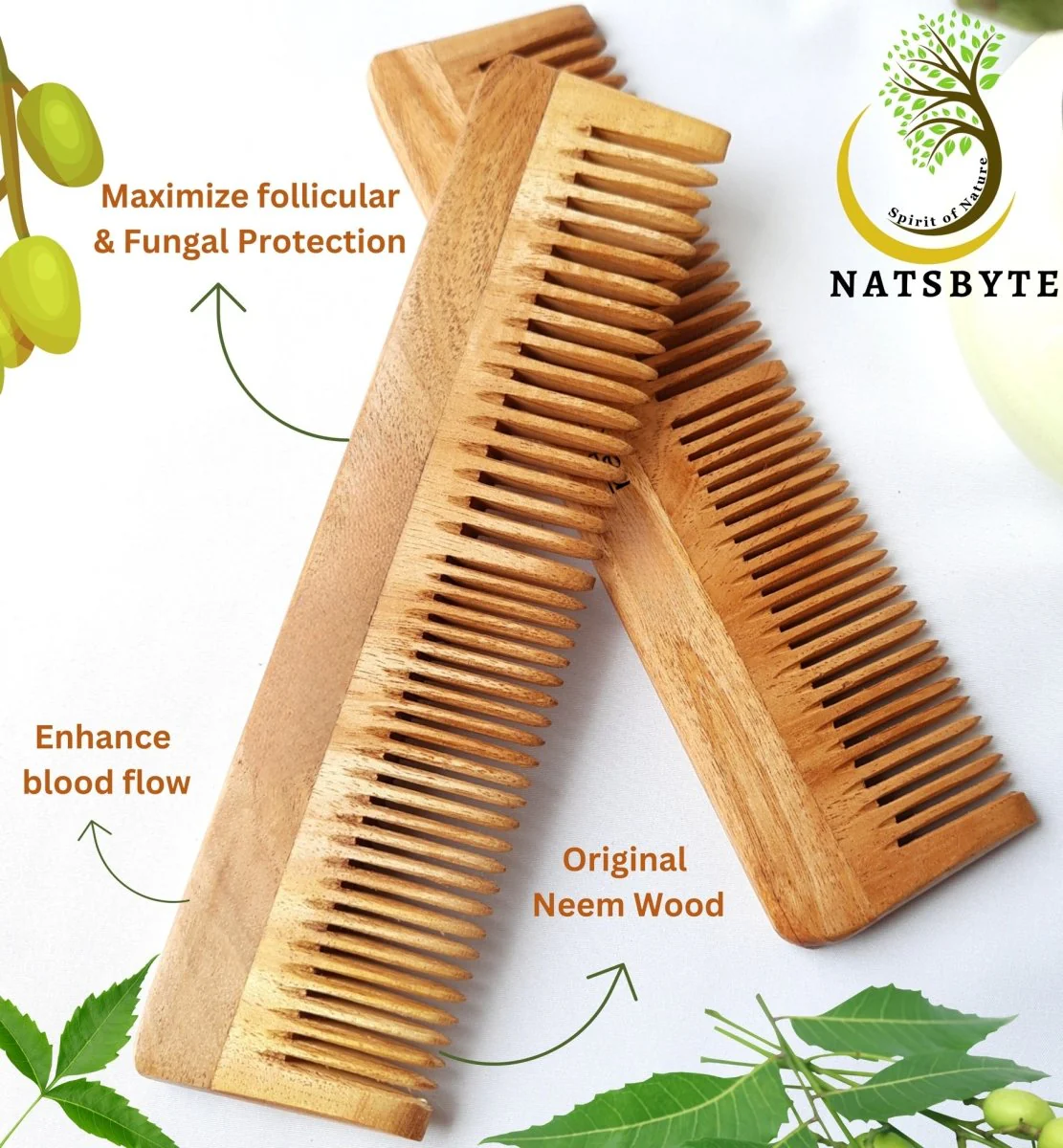 Pure Kacchi Neem Wood Comb Pack Combo -01 (Pack of 2) - Image 4