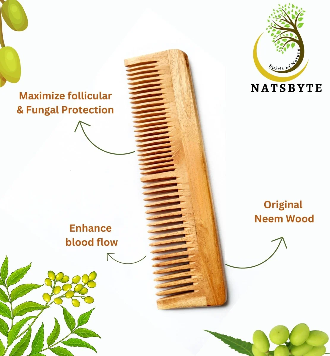 Pure Kacchi Neem Wood Comb Pack Combo -01 (Pack of 2) - Image 5