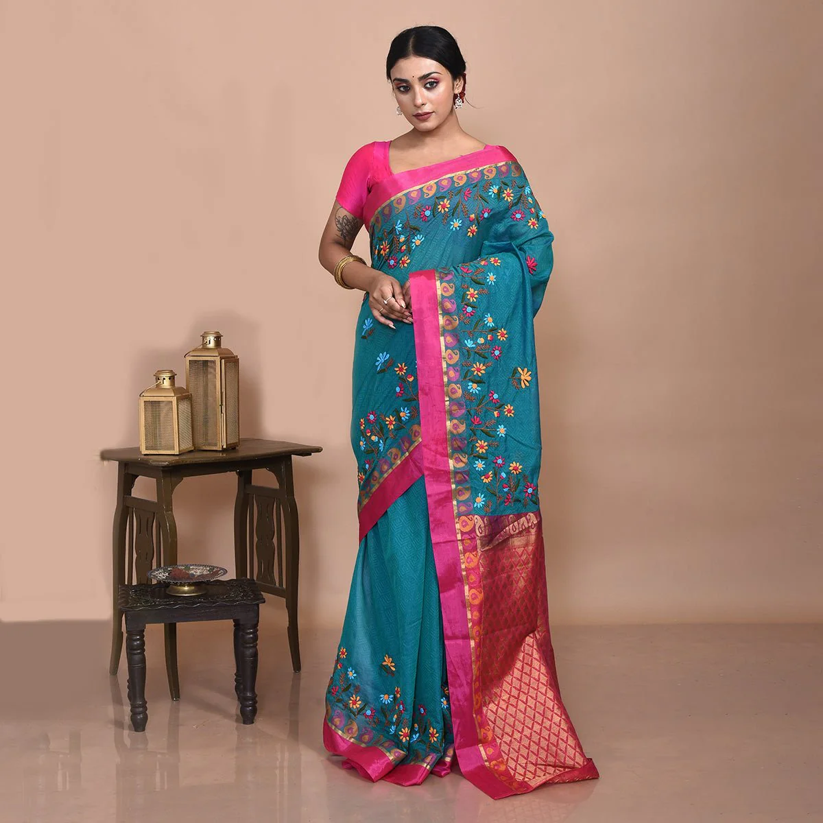 South Cotton Saree with Hand Embroidery - Image 3