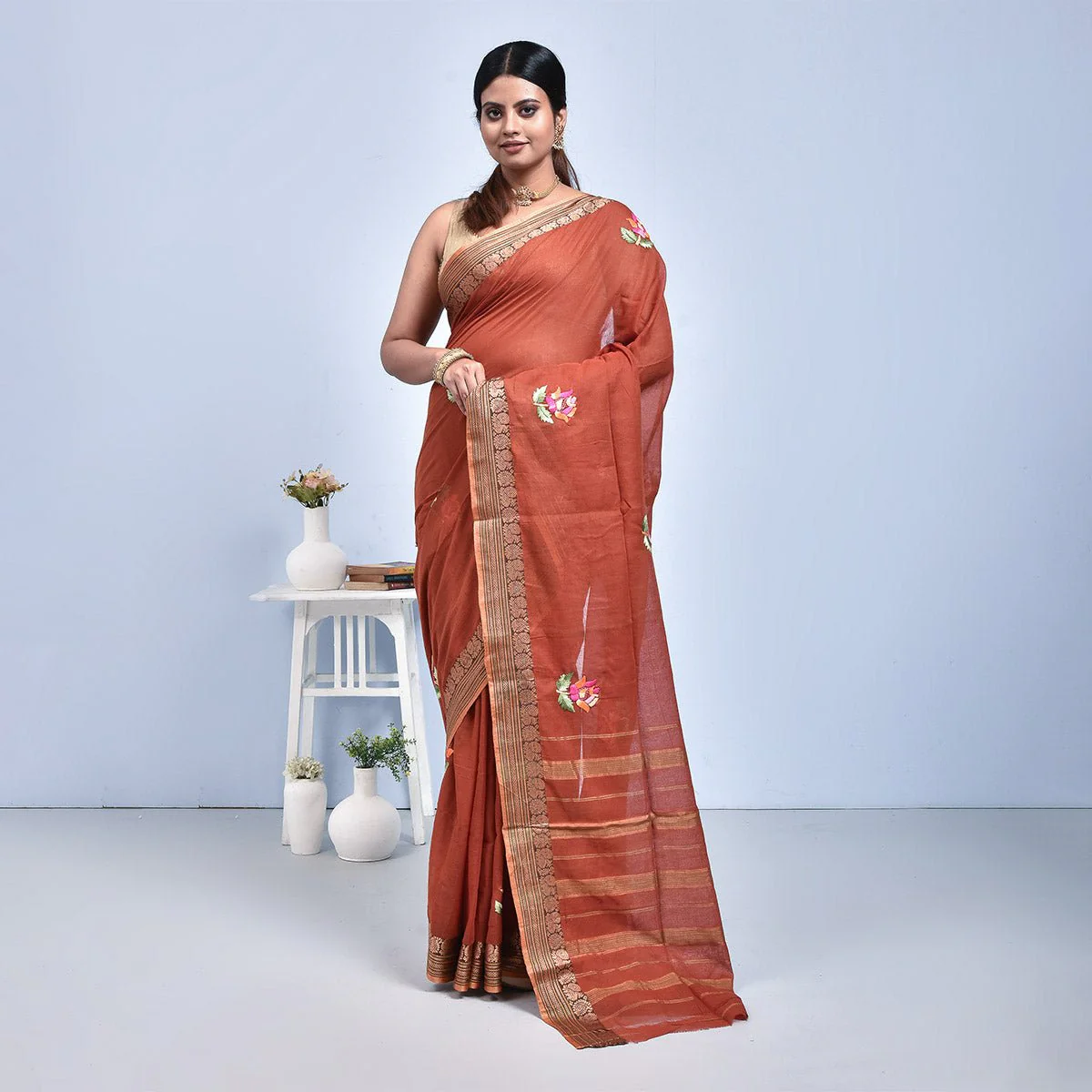 South Cotton Saree with Hand Embroidery - Image 4