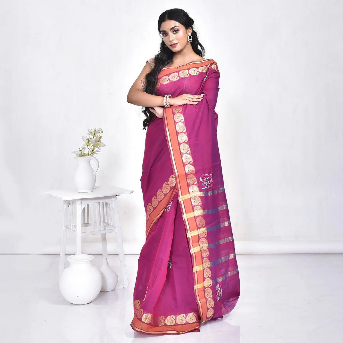 South Cotton Saree with Hand Embroidery - Image 6