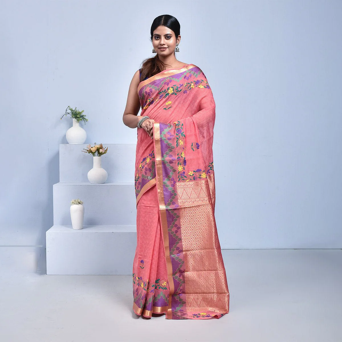 South Cotton Saree with Hand Embroidery - Image 7