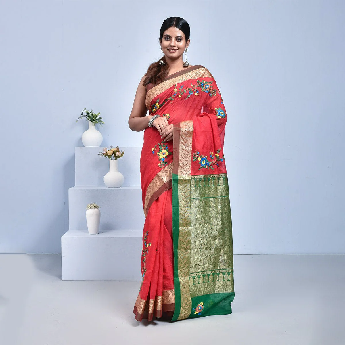 South Cotton Saree with Hand Embroidery - Image 9