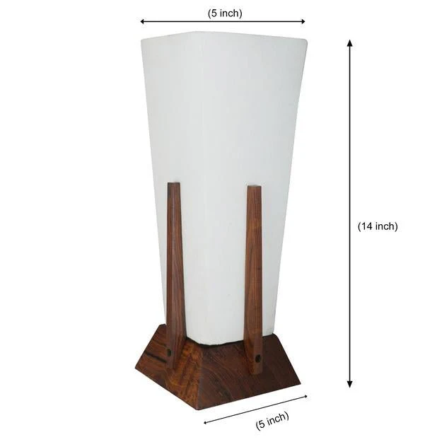 Wooden Table Lamp for Bedroom | Home Decorative (Brown - 14'' Inch x 14" inch) - Image 5