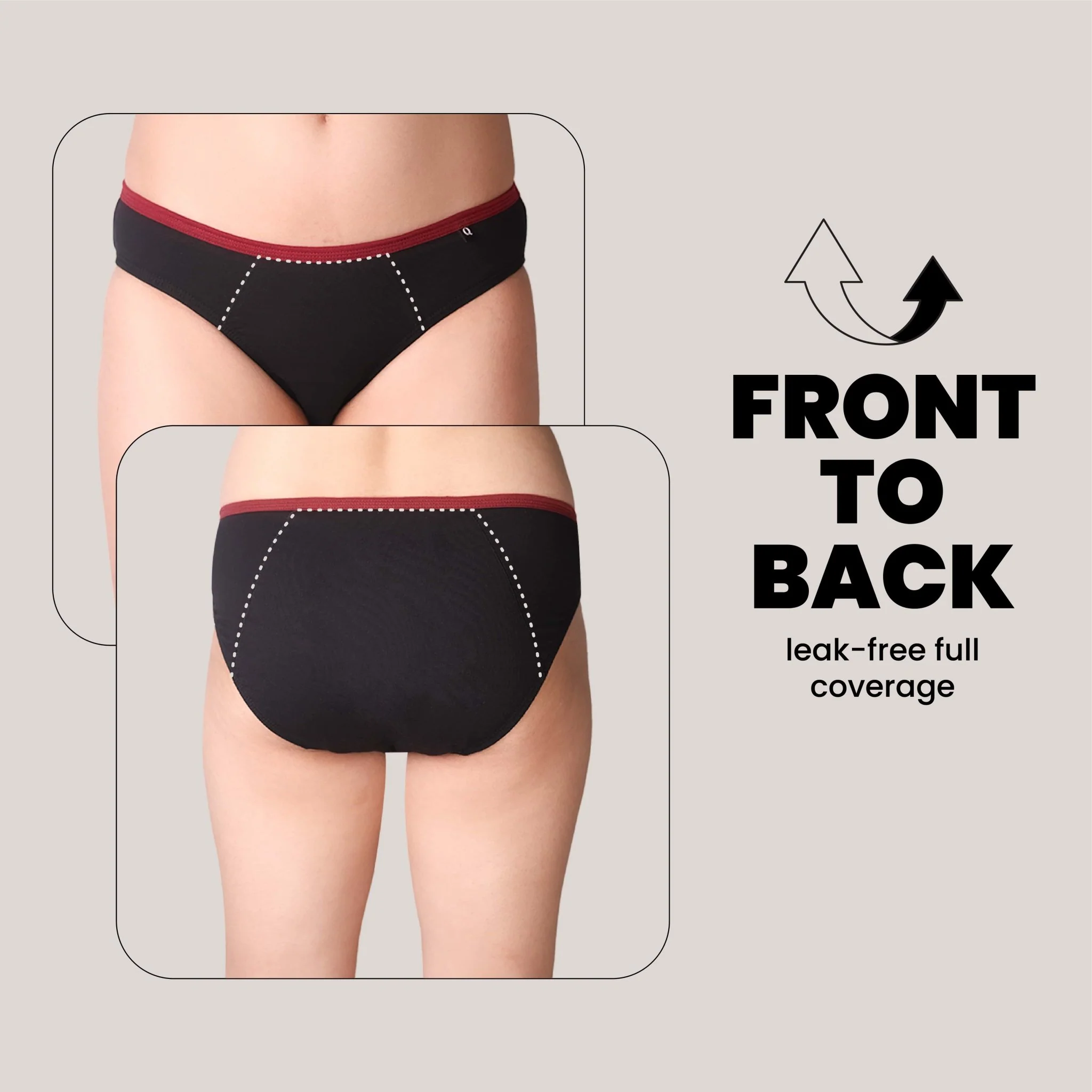 Black BacQup Period Underwear | Moderate Flow | Regular Discharges - Image 4