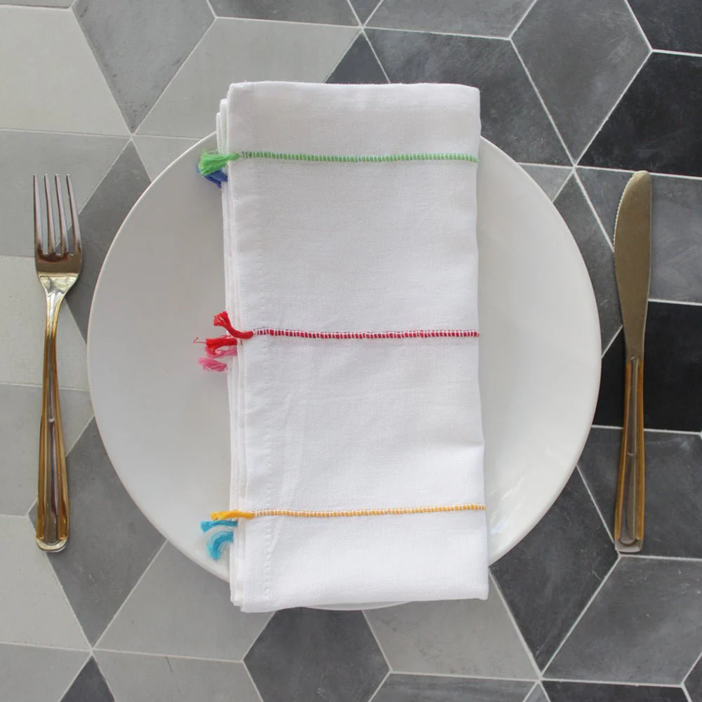 Rainbow Tassel Cotton Napkin – Dining Linen - Image 3
