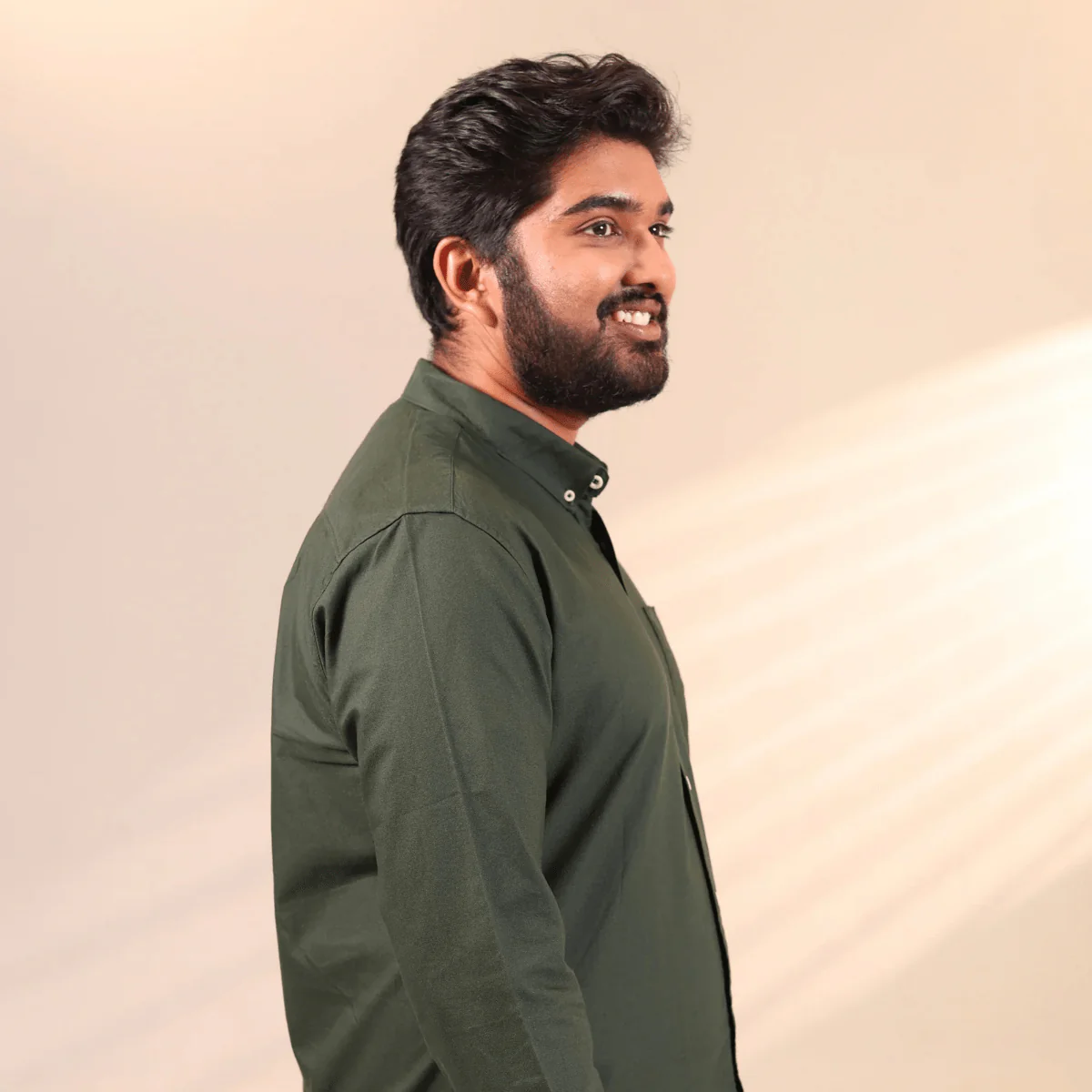 Men’s Rainforest Olive Green Cotton Shirt - Image 5