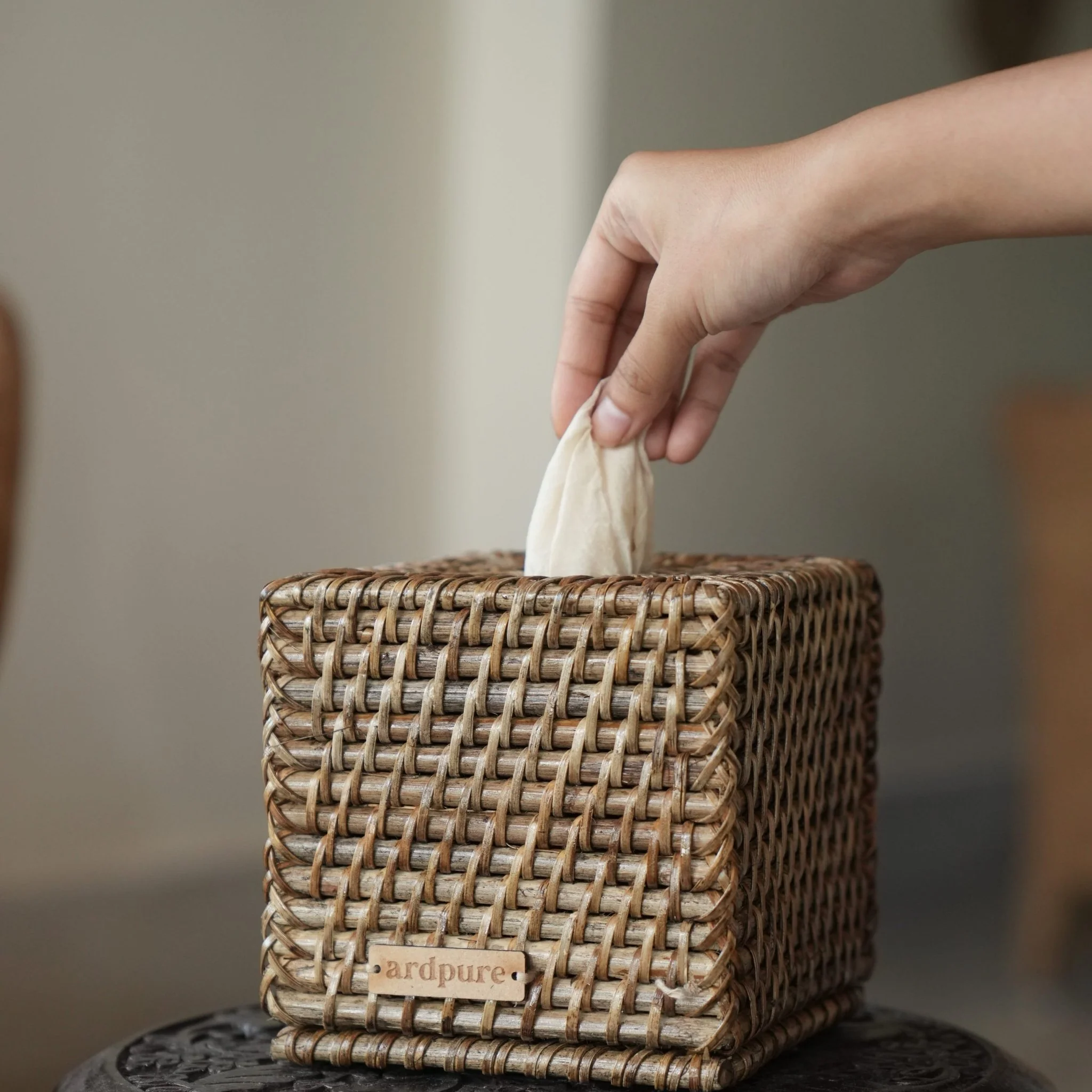Rattan Tissue Box | Handwoven Natural Cane Tissue Holder - Image 2
