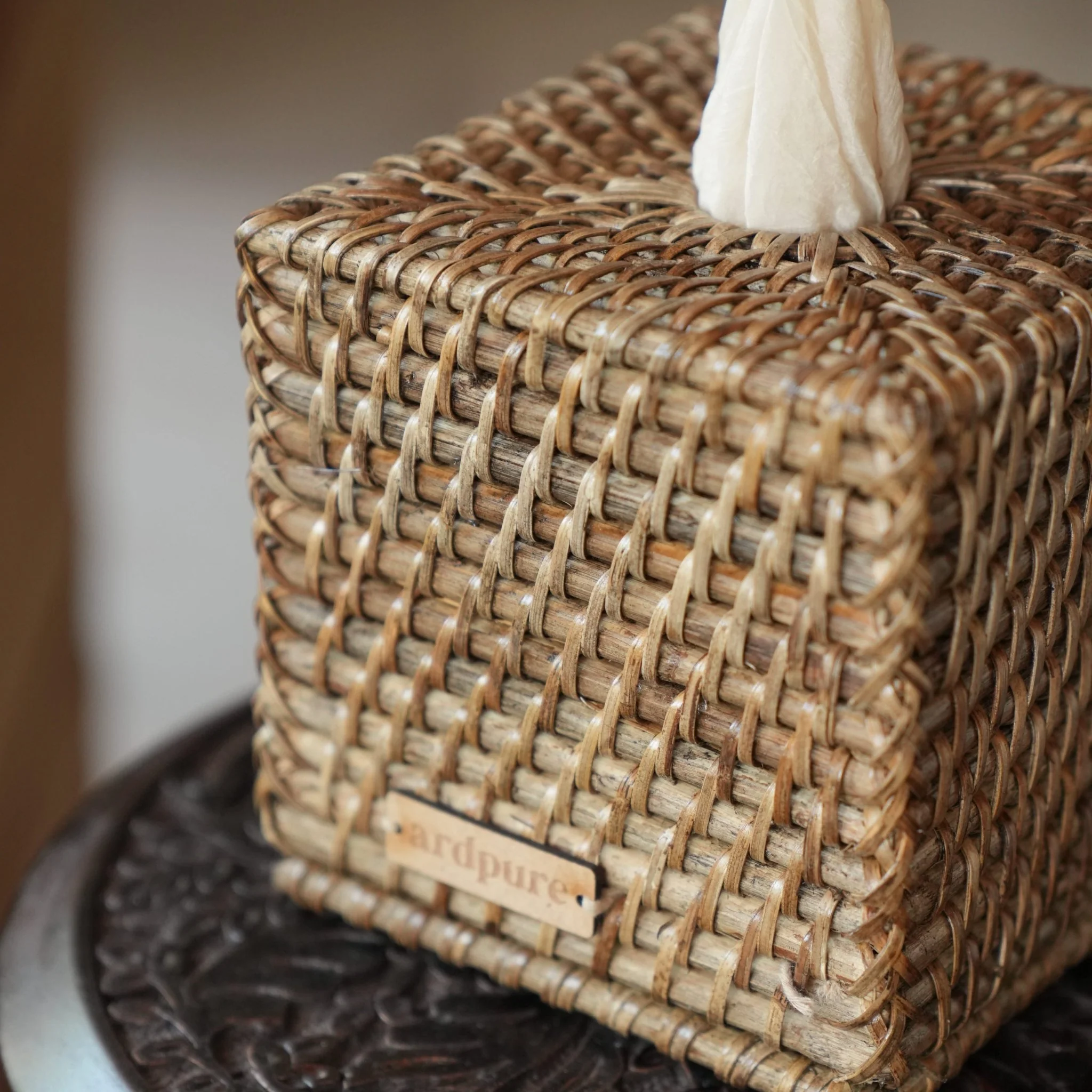 Rattan Tissue Box | Handwoven Natural Cane Tissue Holder - Image 3