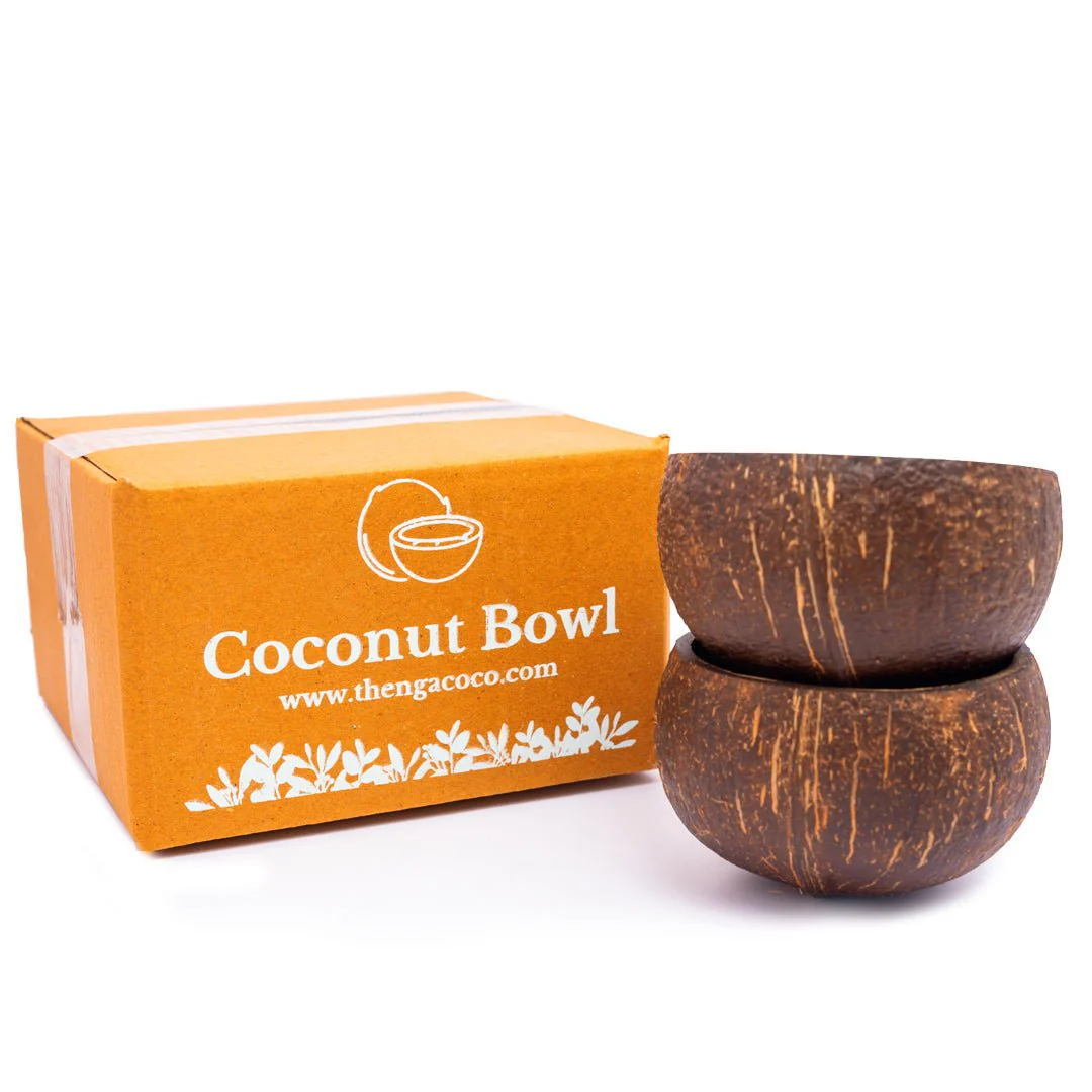 Raw Natural Coconut Shell Bowl- 350ml (Set of 2) - Image 4