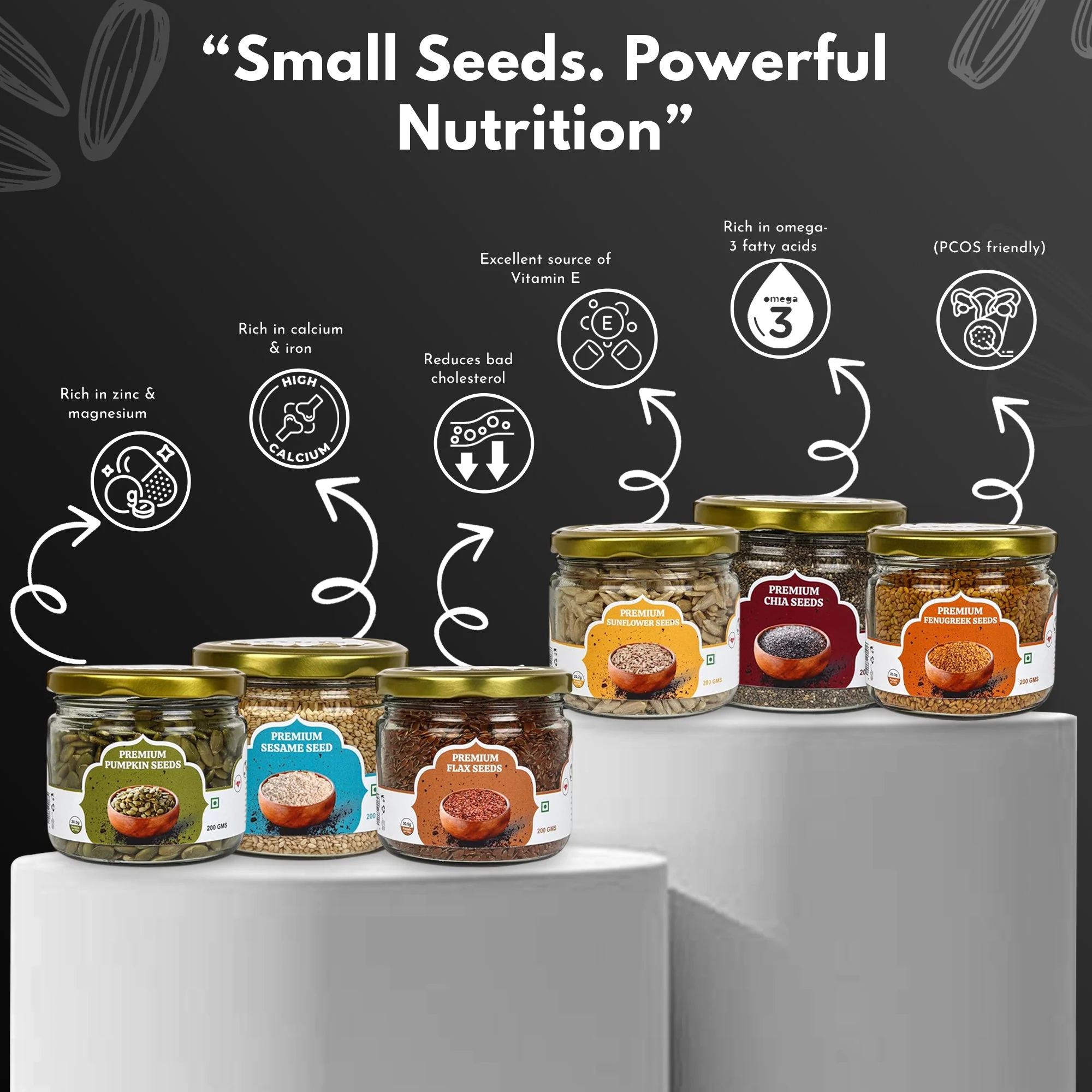 Raw Seeds Combo Pack Of 6 | Protein Fiber Rich Natural Seeds - Image 10
