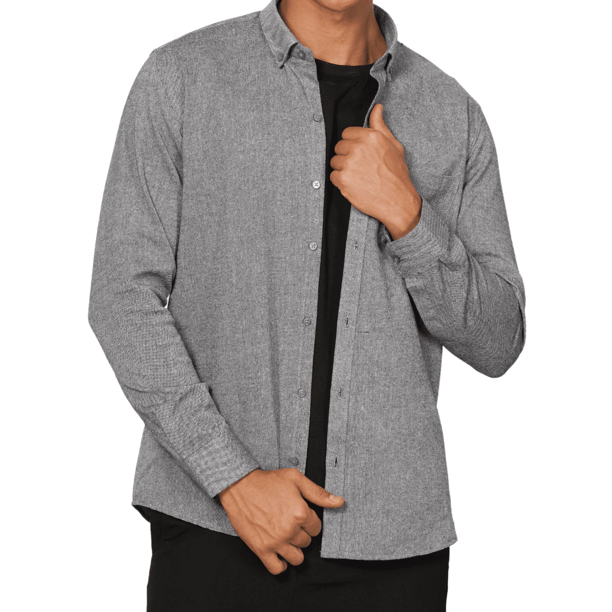 Regular Fit Full Sleeve Button Down Collar Shirt For Men | Grey - Image 6