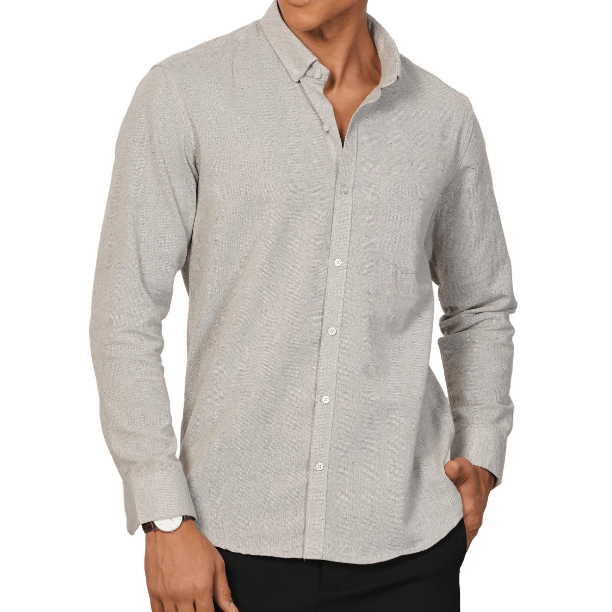 Regular Fit Full Sleeve Button Down Collar Shirt For Men | Sage Grey - Image 5