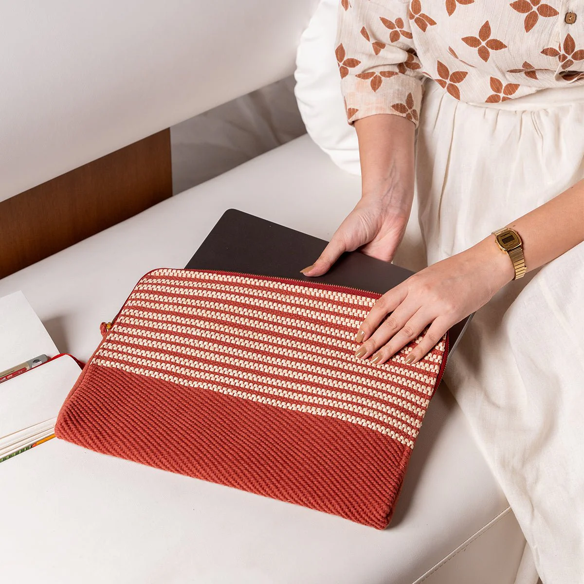 Rekha Hand-Woven Laptop Bag | Artisan Eco-Friendly Laptop Sleeve - Image 2