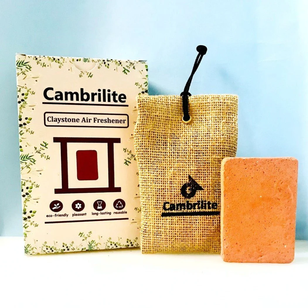 Reusable Claystone Block Air Freshener for Cars & Closets | Jute Pouch - Image 3
