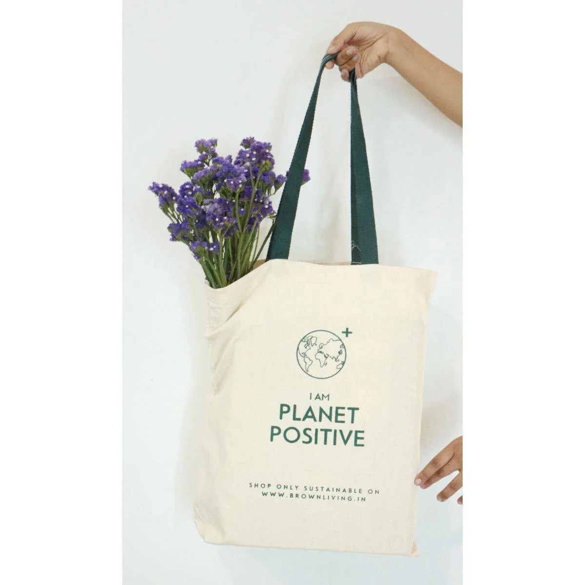 Reusable Cotton Tote Bag - Planet Positive - Off White - Image 4