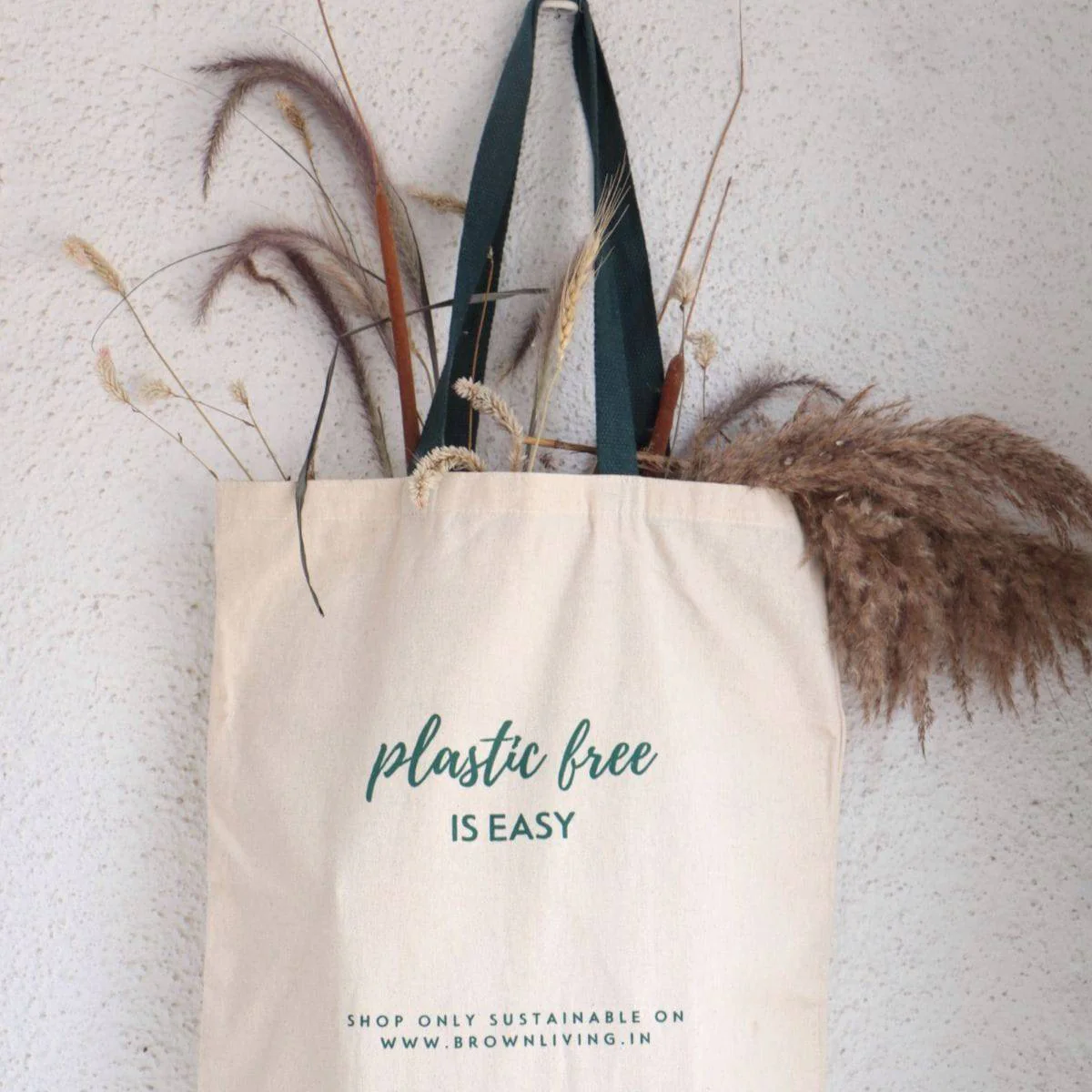 Reusable Cotton Tote Bag - Plastic Free Is Easy - Off White - Image 4