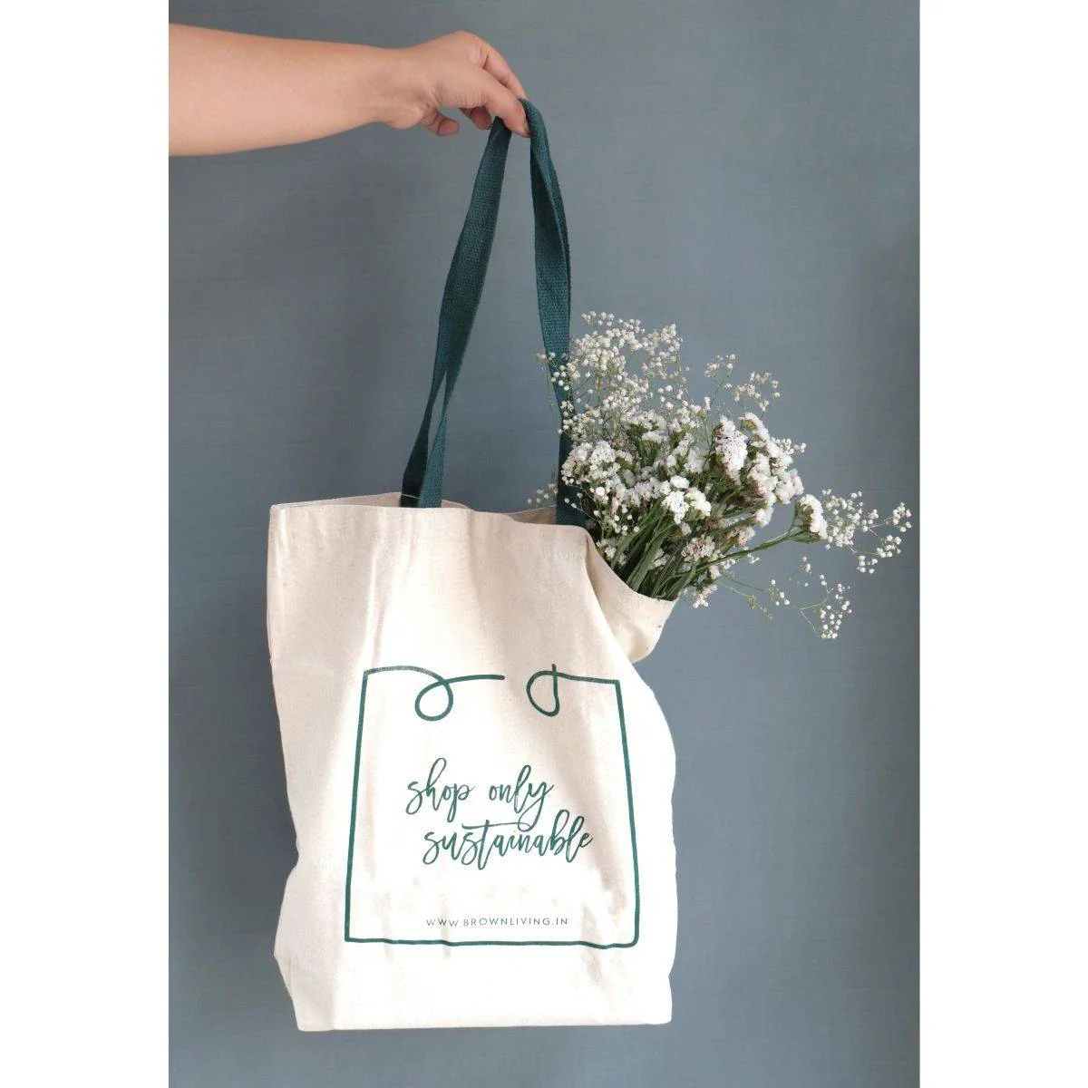 Reusable Cotton Tote Bag - Shop Only Sustainable - Off White - Image 6
