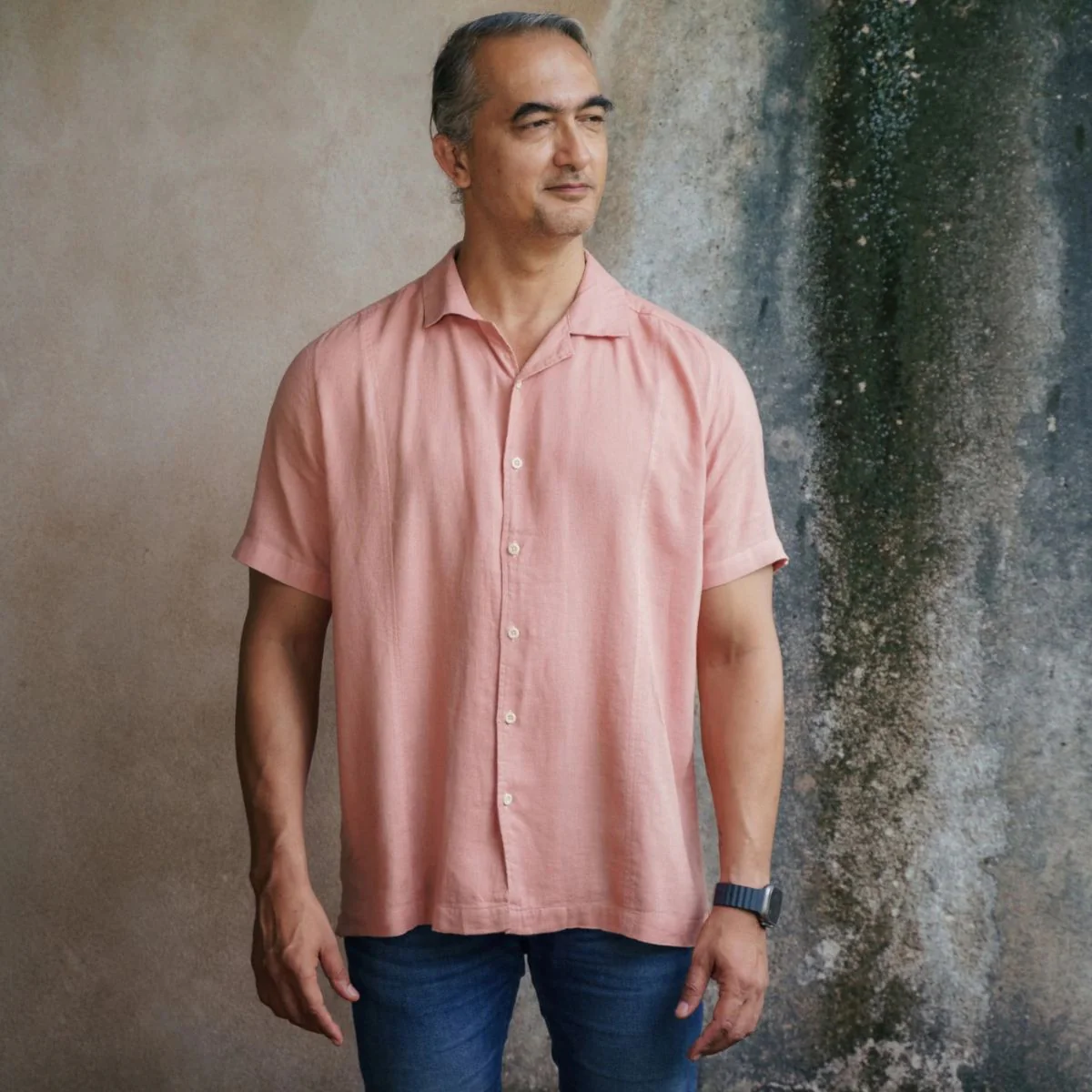 Rose Dust Linen Shirt – Handmade Linen Shirt in Pastel Pink Shade - Image 2