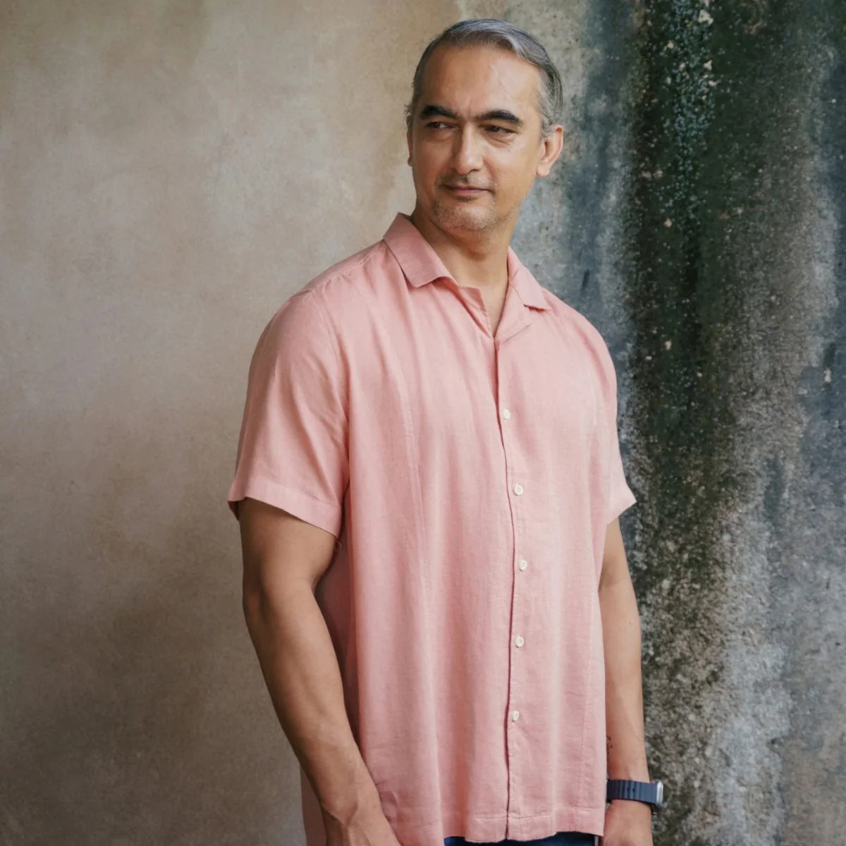 Rose Dust Linen Shirt – Handmade Linen Shirt in Pastel Pink Shade - Image 4