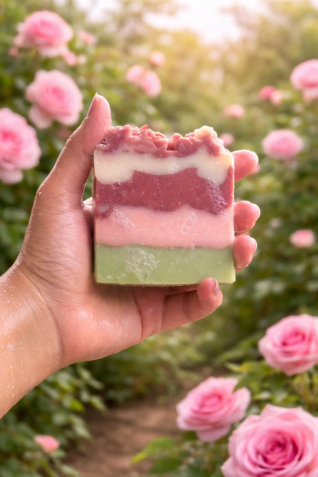 Rose Garden Handmade Soap | Natural Floral Bath Bar - Image 3