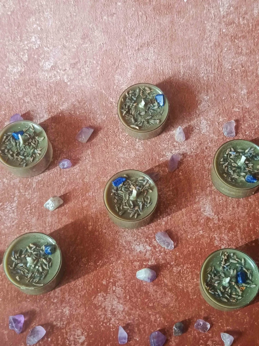 Rose Petals & Gold Foil Tealight- Set of 6 (Lavendar) - Image 13