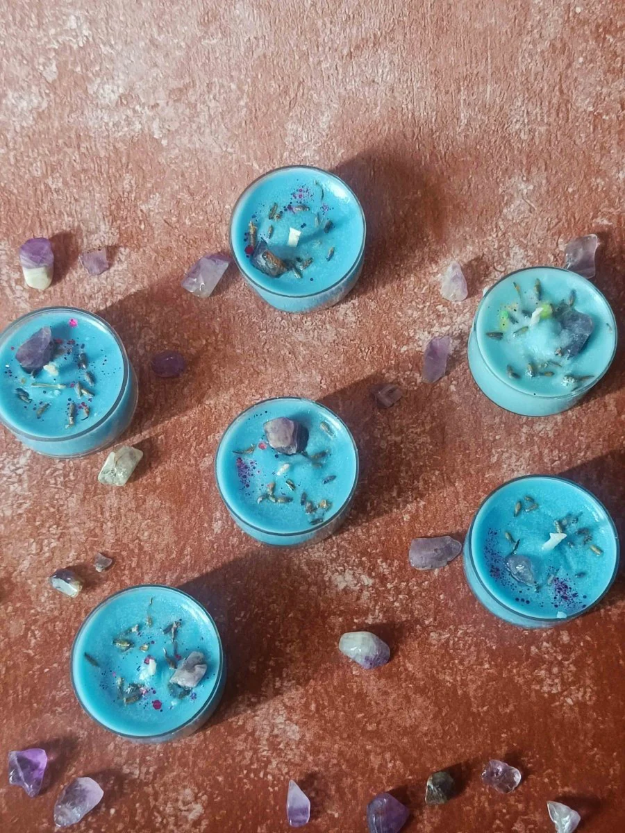 Rose Petals & Gold Foil Tealight- Set of 6 (Lavendar) - Image 8