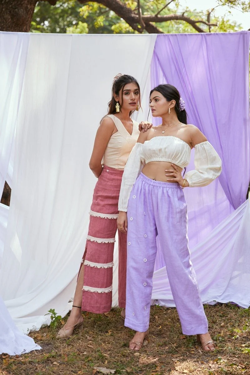 Rose Shadow Trousers | Linen Trousers | Pink Sustainable Bottoms - Image 5