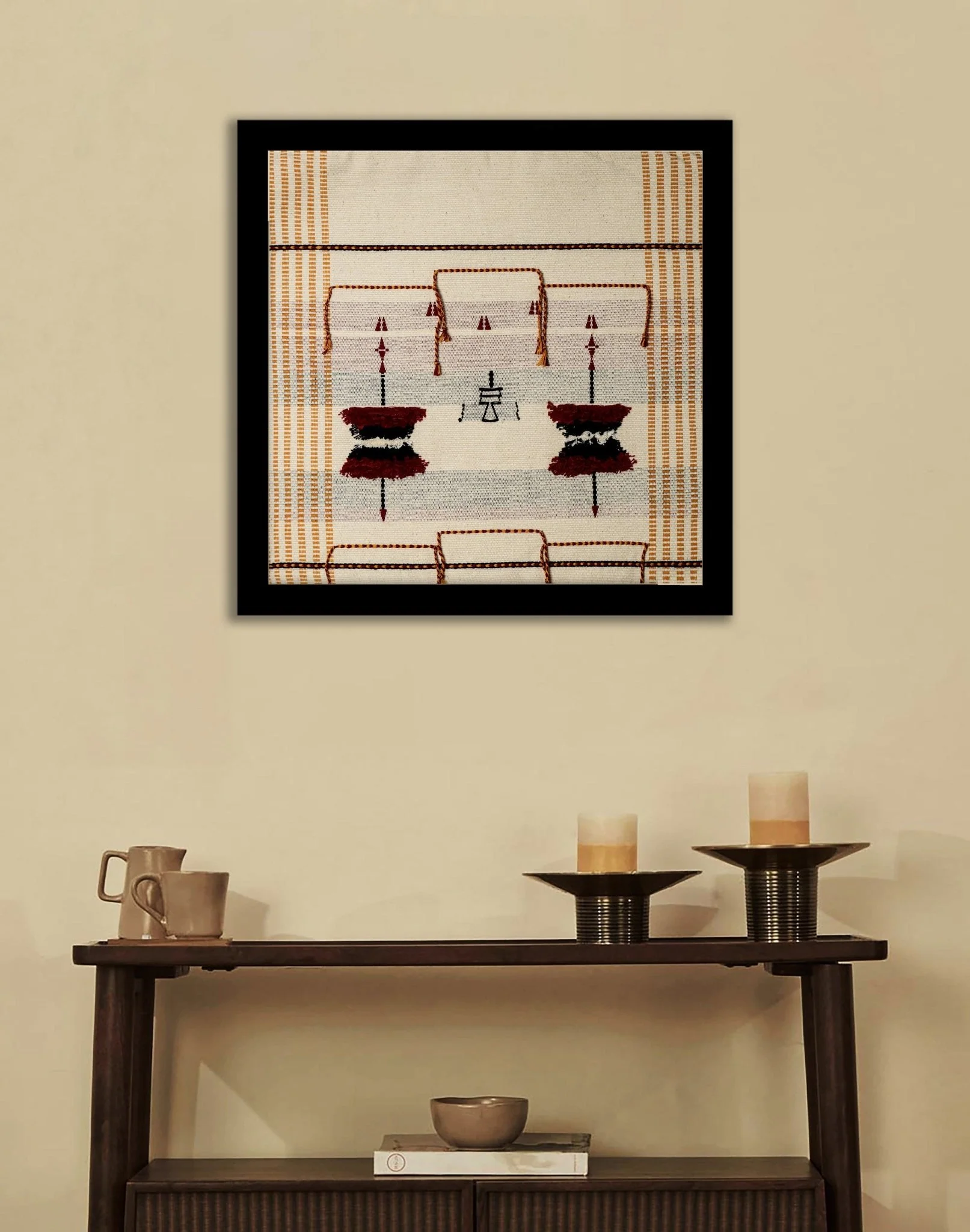Rungu Fabric Wall Art – 15 x 17 Inches | Handcrafted Textile- Unframed