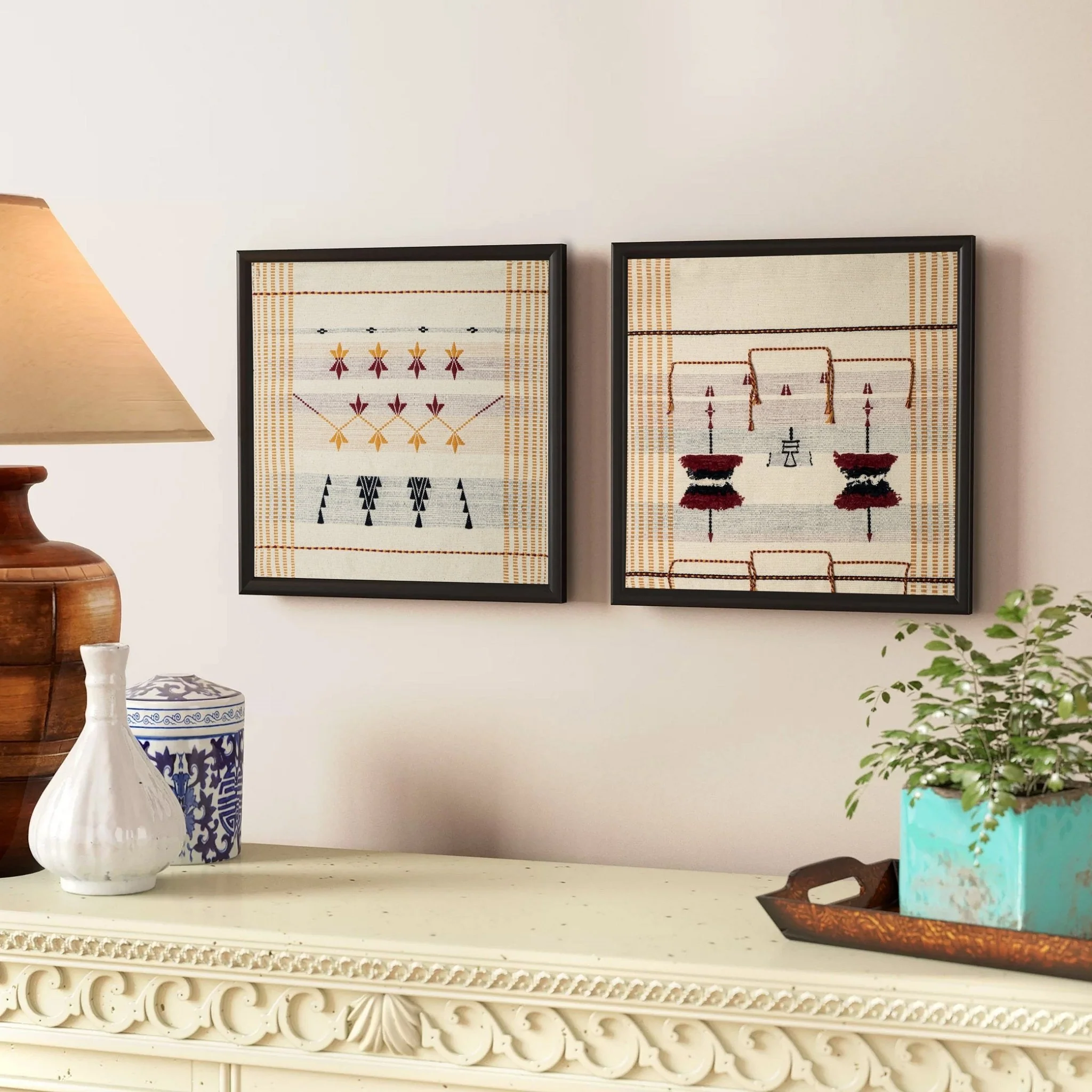 Rungu Fabric Wall Art – 15 x 17 Inches | Handcrafted Textile- Unframed - Image 2