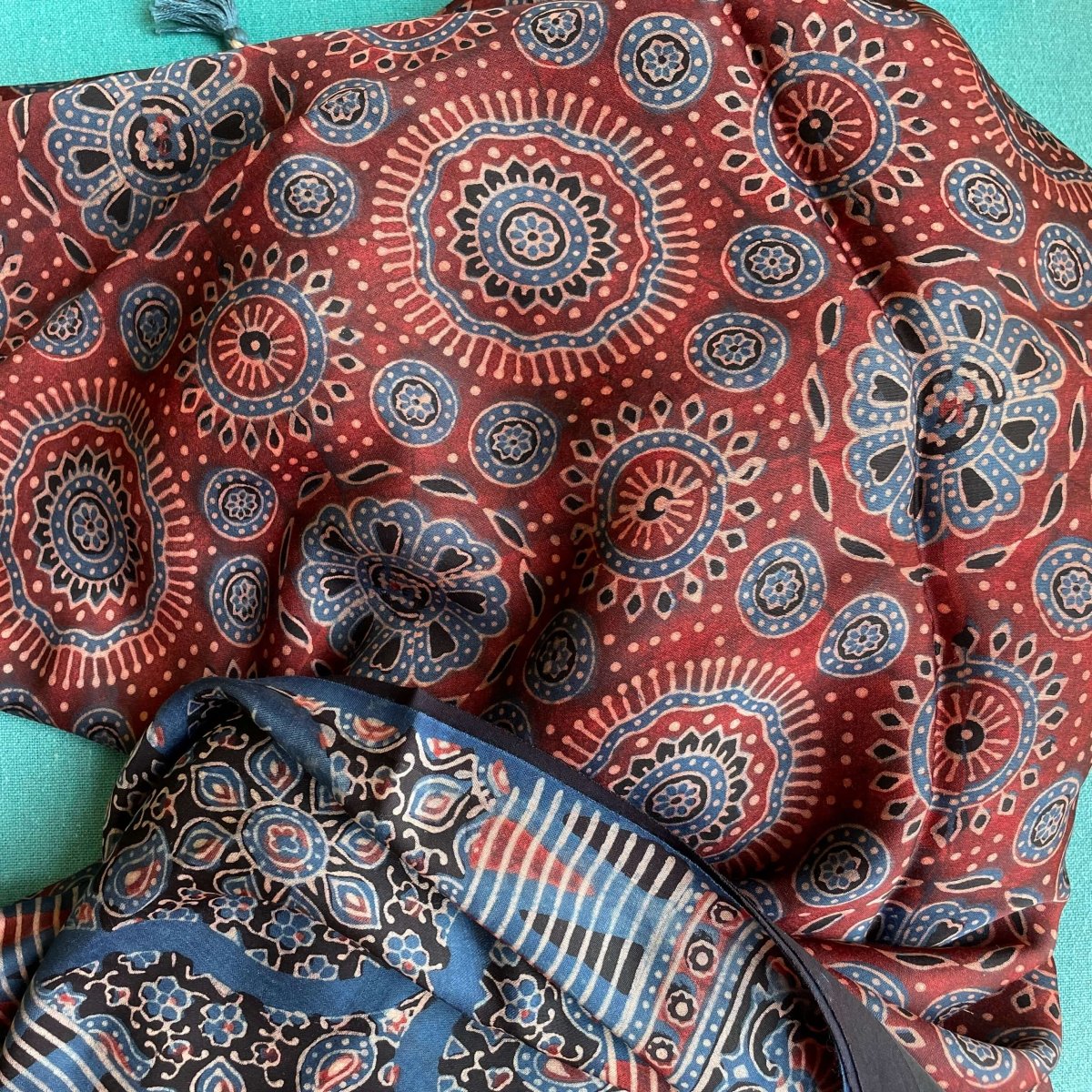 Rust Ajrakh silk dupatta - Image 14