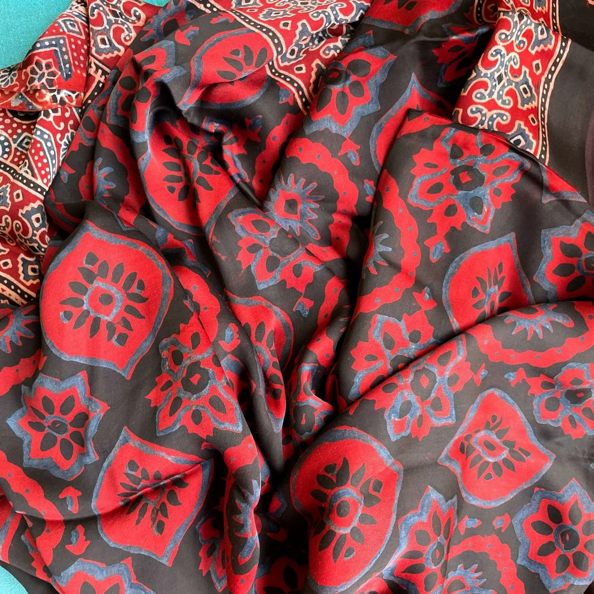 Rust Ajrakh silk dupatta - Image 18