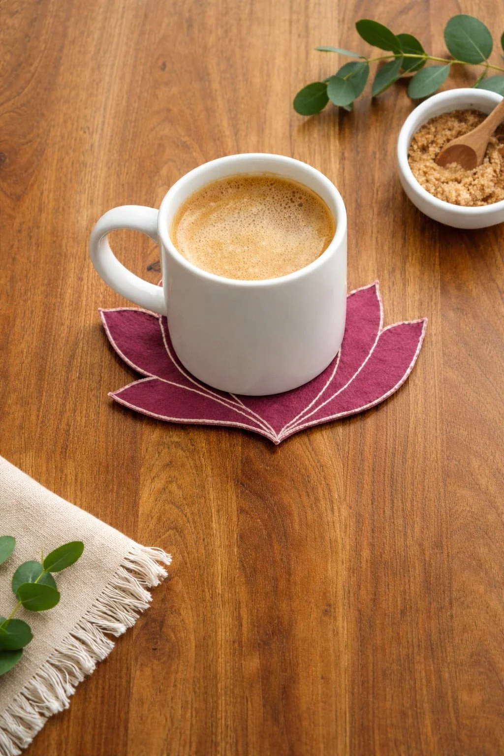 Rust Pink Lotus Fabric Coasters | Handcrafted Table Décor Set Of 4