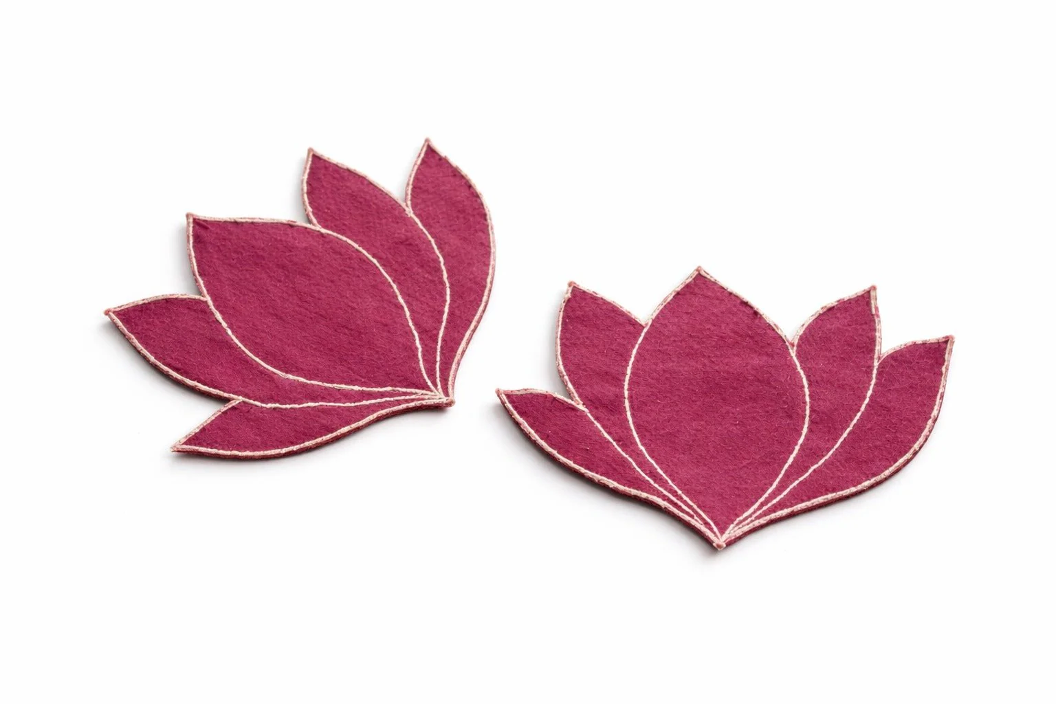 Rust Pink Lotus Fabric Coasters | Handcrafted Table Décor Set Of 4 - Image 2