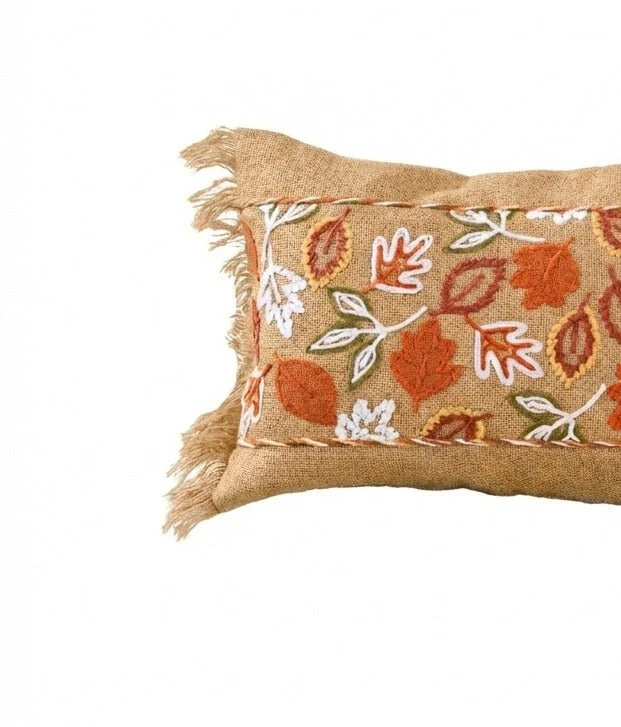 Rustic Petals Cotton Slub Cushion | Textured Decorative Cushion - Image 4