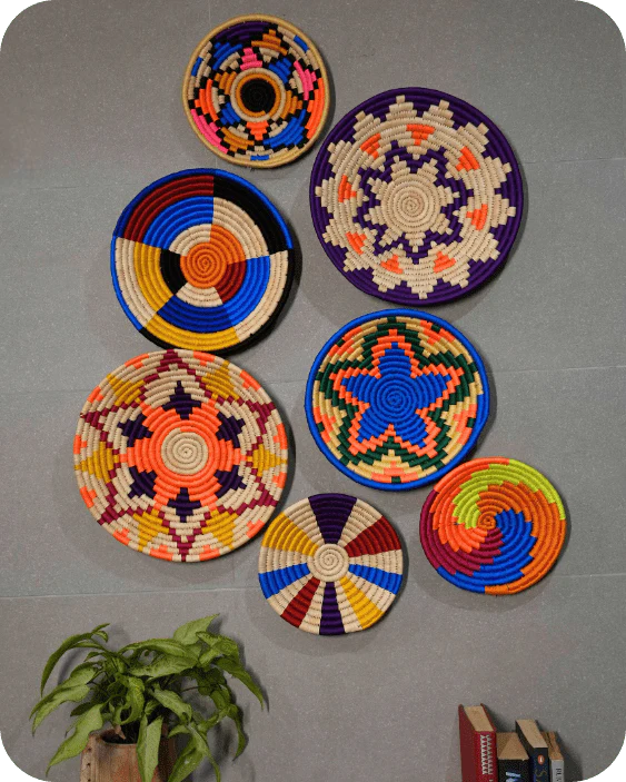 Sabai Grass Wall Plates | Set of 7