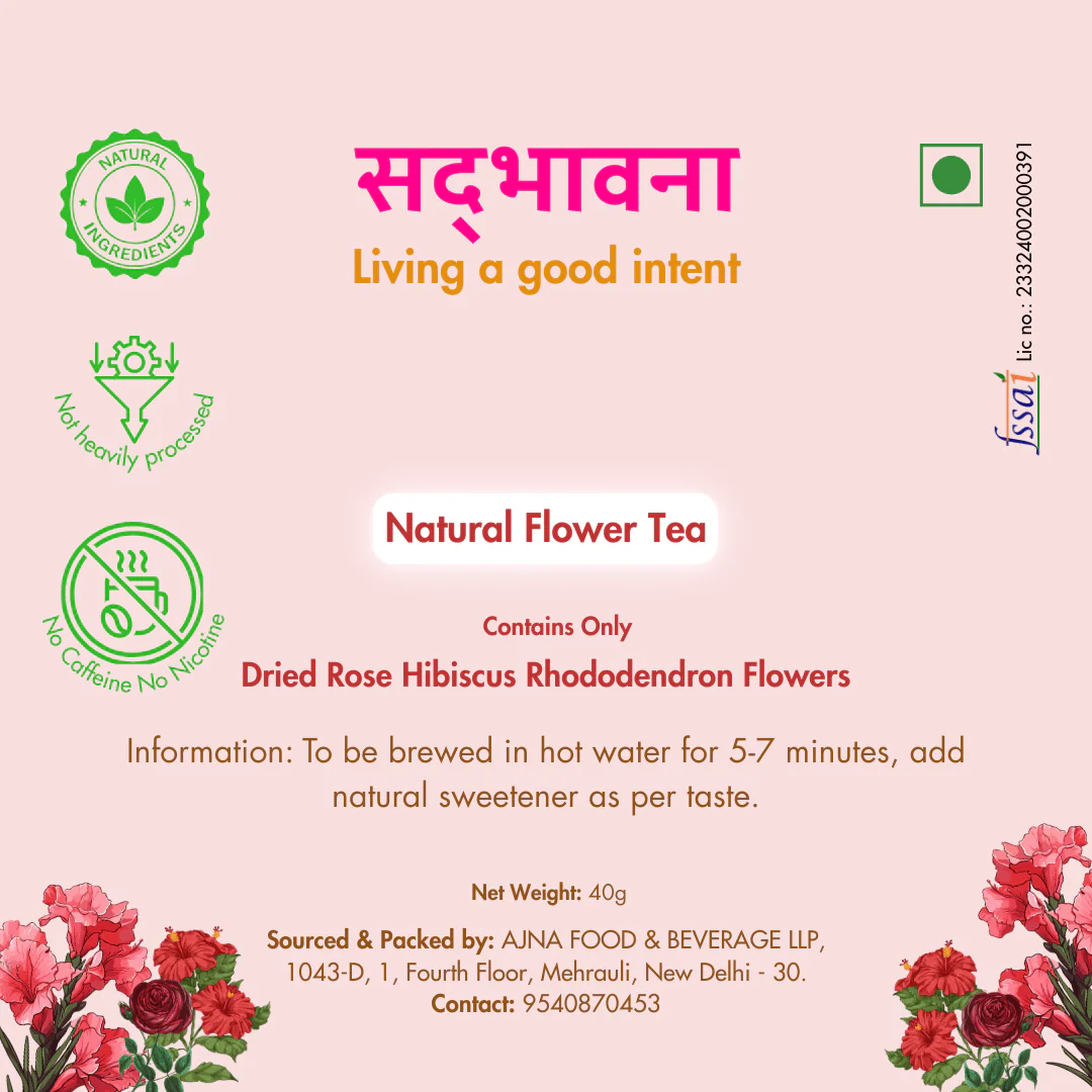 Rose Hibiscus Rhododendron Flower Tea 40g | Natural Floral Blend - Image 6