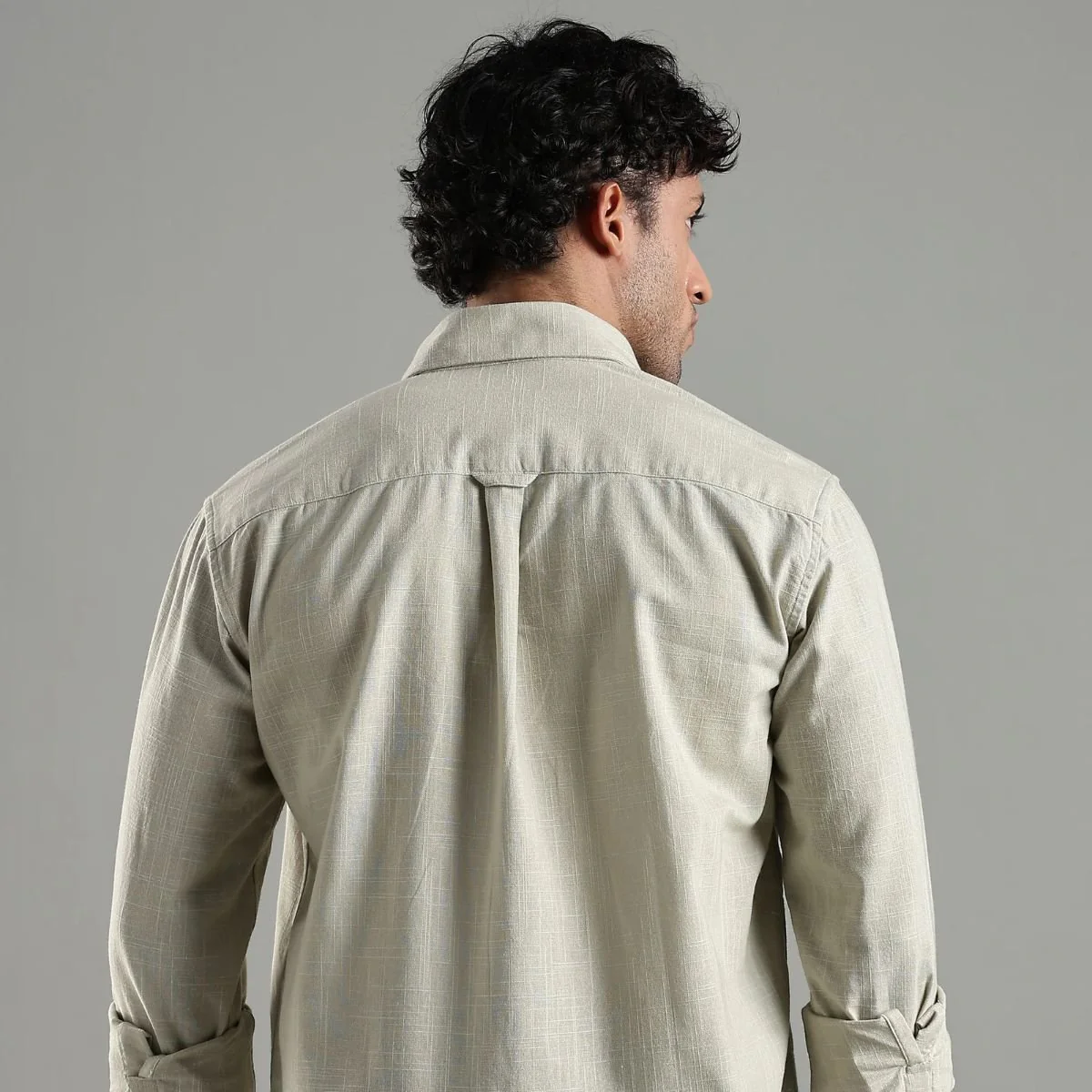 Sage Green Hemp Cotton Shirt for Casual Wear - Image 3