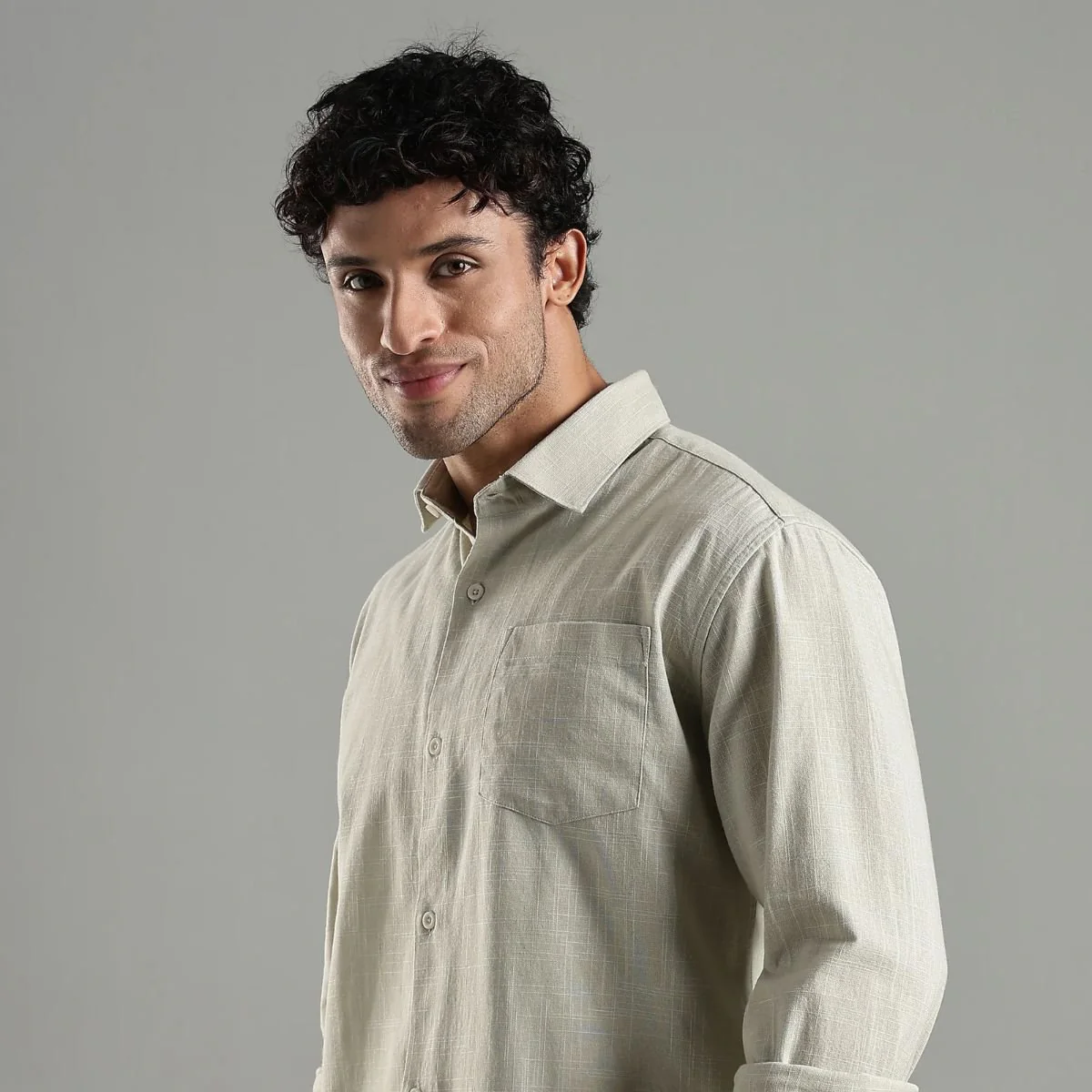 Sage Green Hemp Cotton Shirt for Casual Wear - Image 4
