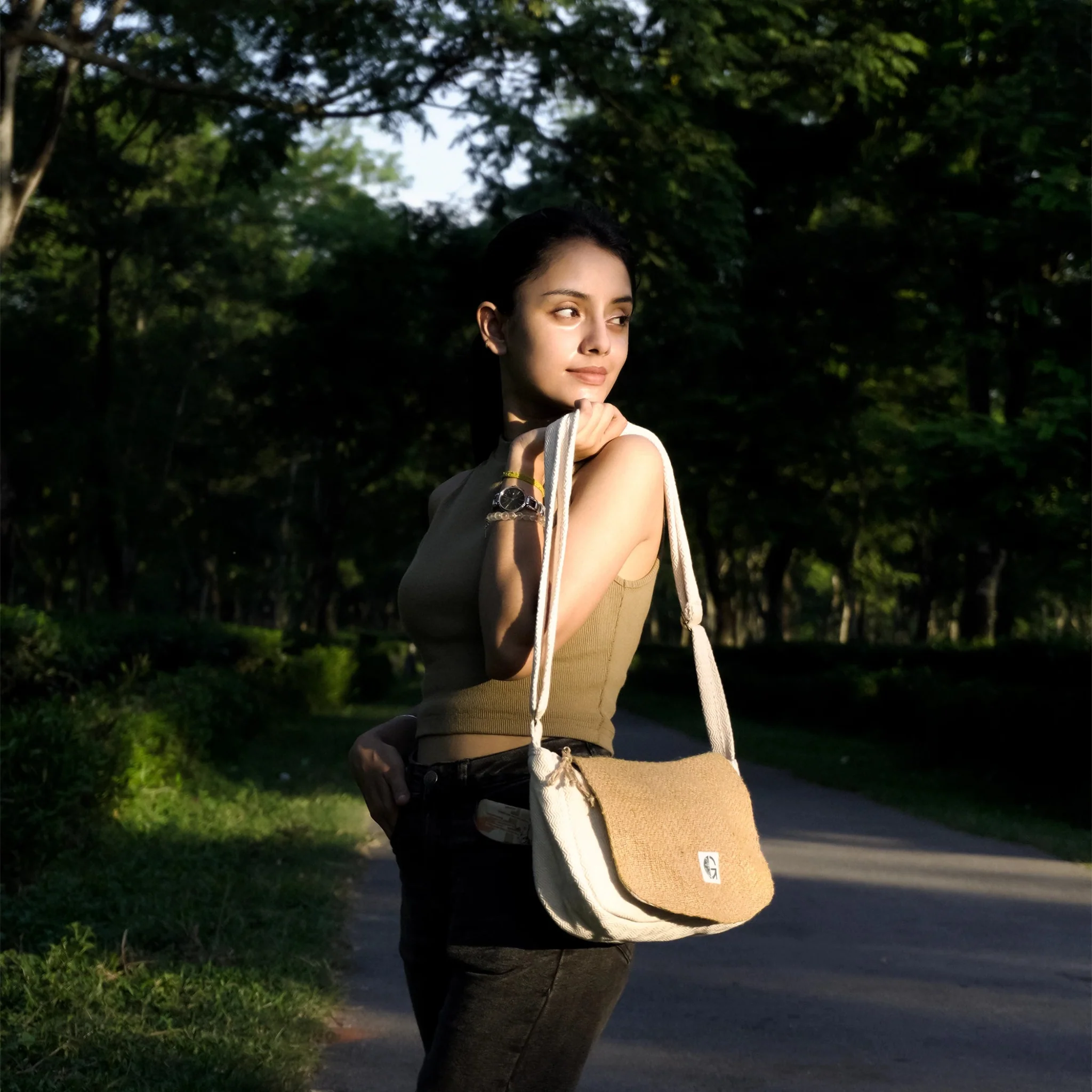 Yellow Sakura Sling Bag Sustainable Crossbody Bag | Everyday Utility