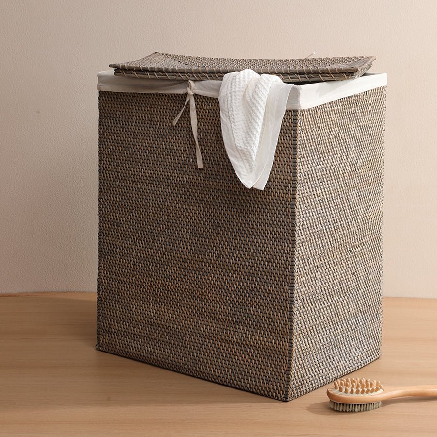 Functional & Elegant Storage Samara Grey Rattan Basket with Lining - Image 2