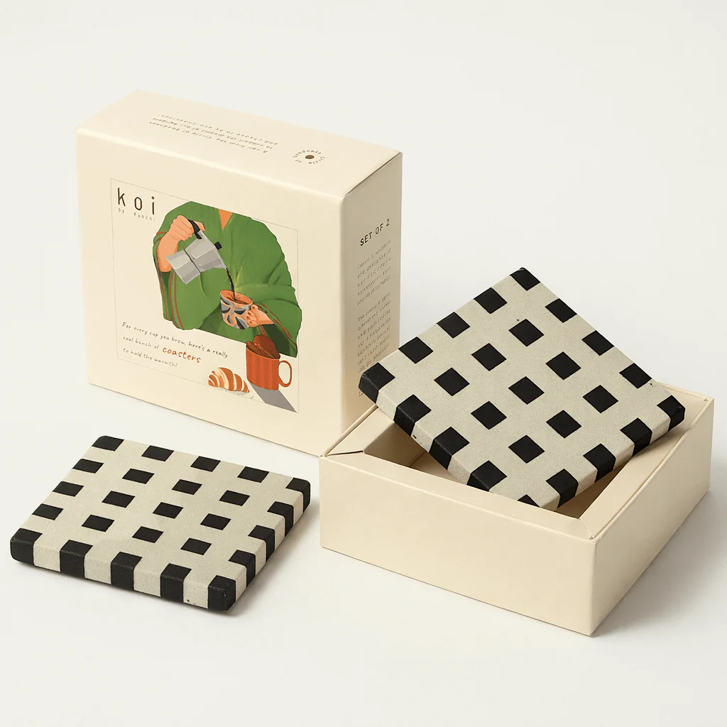 Sandstone Coaster Set Of 2 Checkered Natural Stone Drink Coasters - Image 4