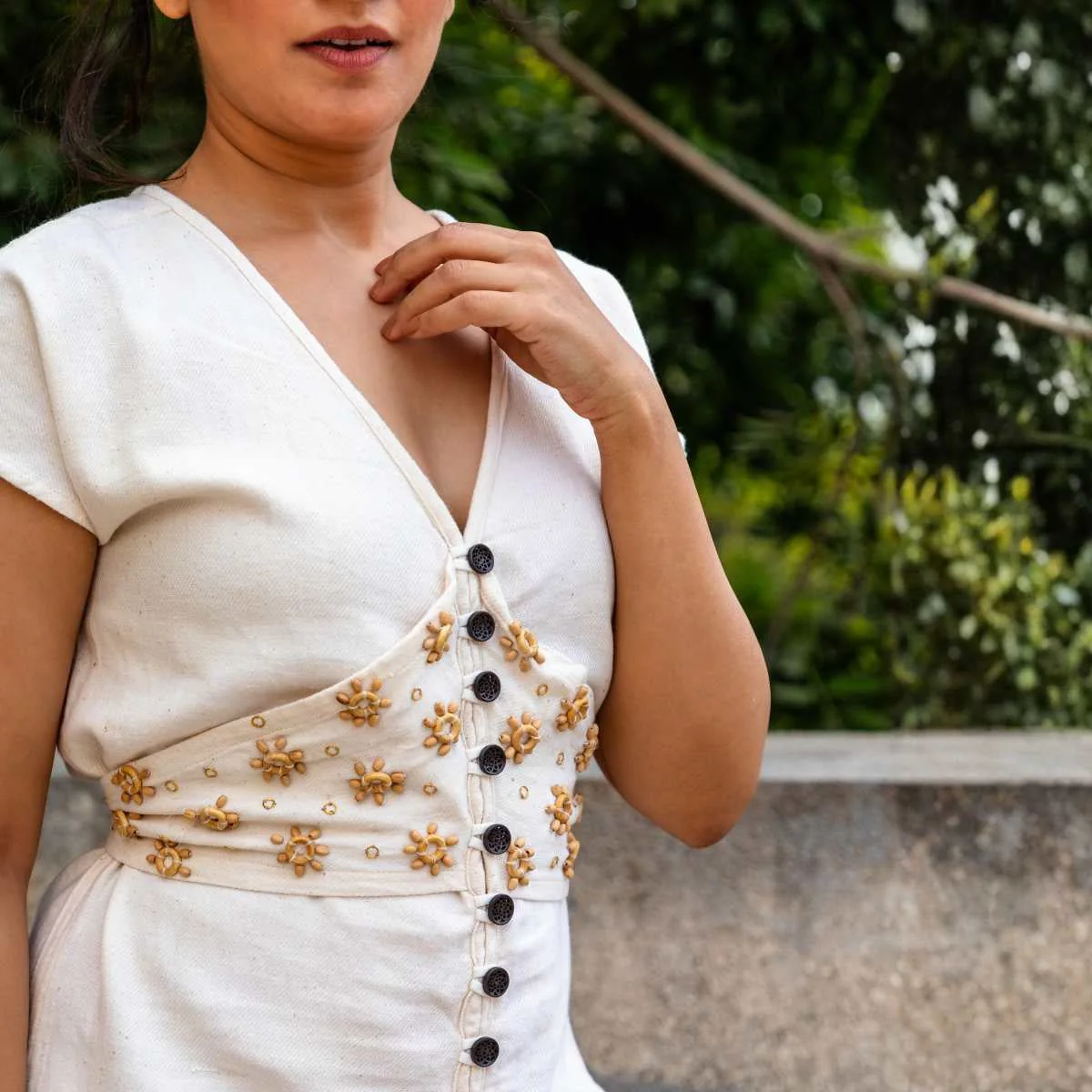 Sandstone Off-White Kala Cotton Corset Dress For Women - Image 2