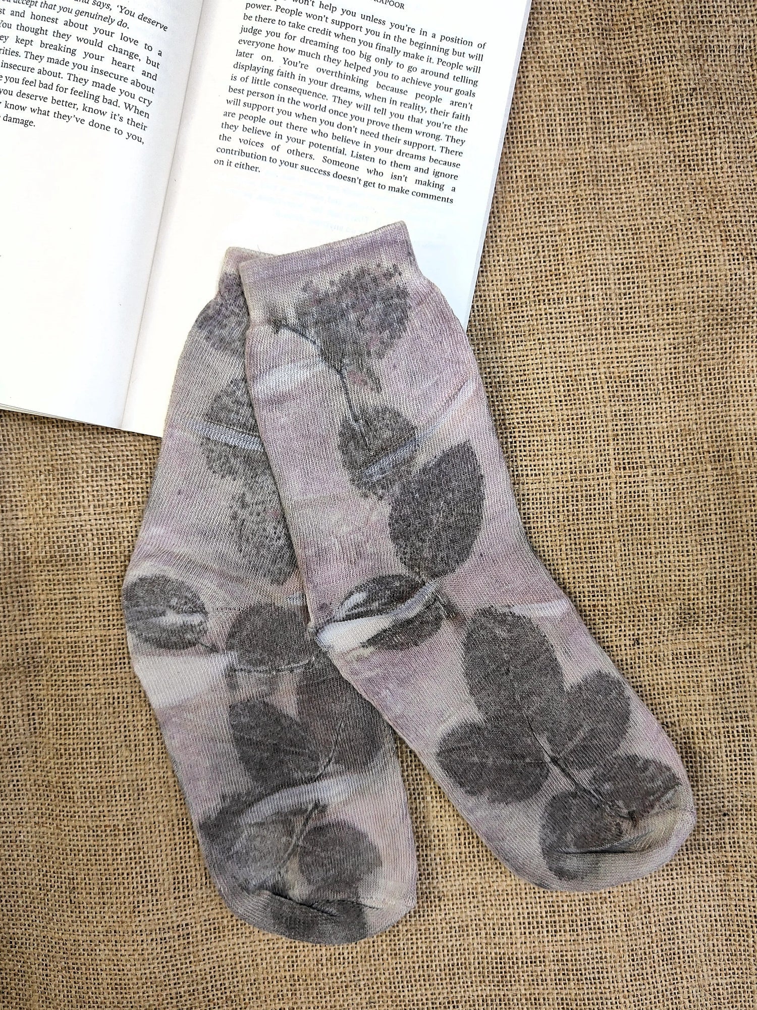 Naturally Dyed Sappan Leaf Ecoprinted Pure Cotton Socks