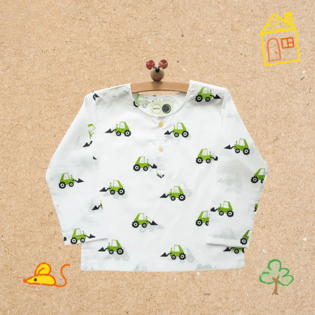 Scoopy Excavator- Unisex Kids Cotton Nightwear - Image 4